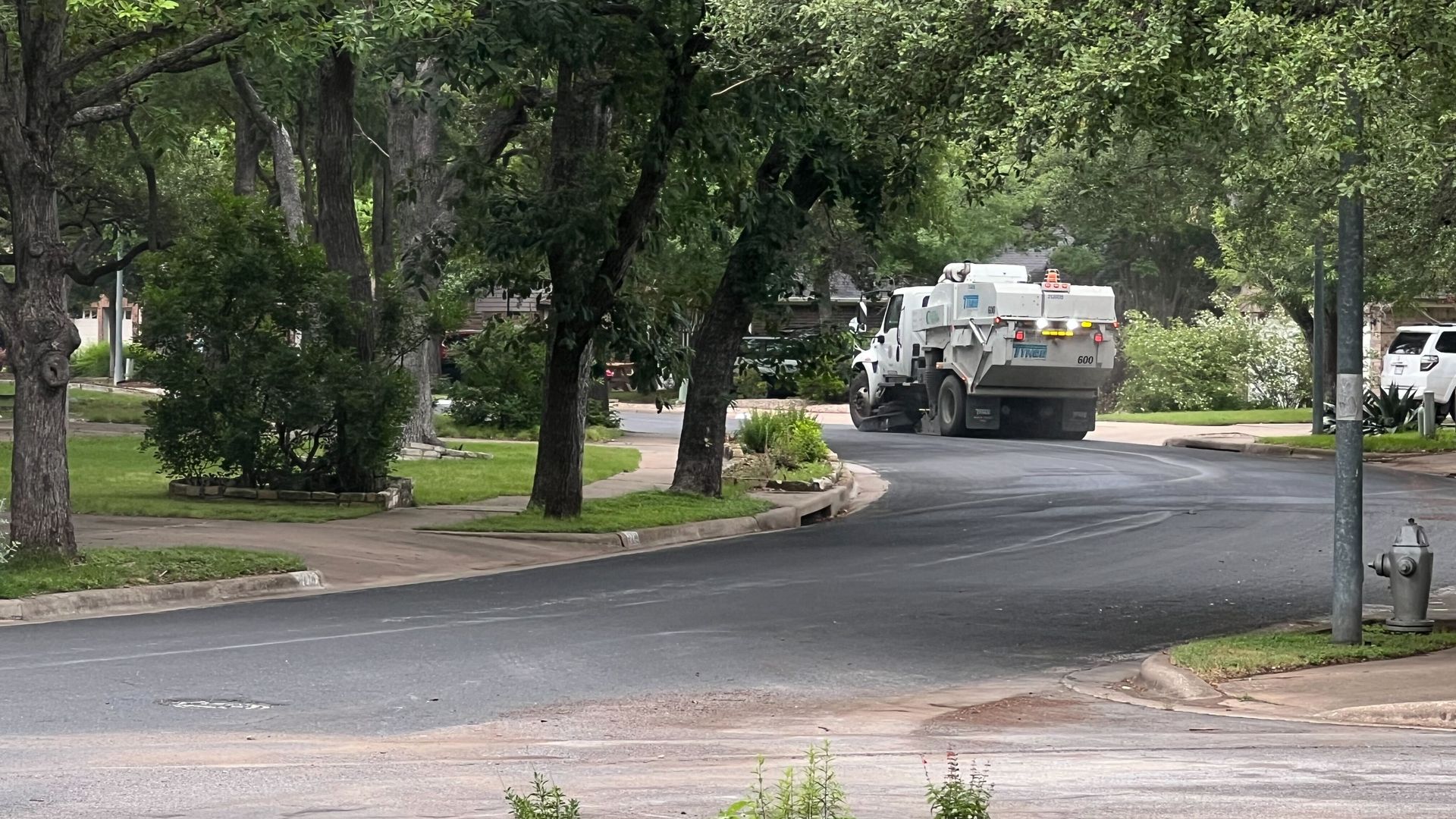 A street sweeper on an Austin street.