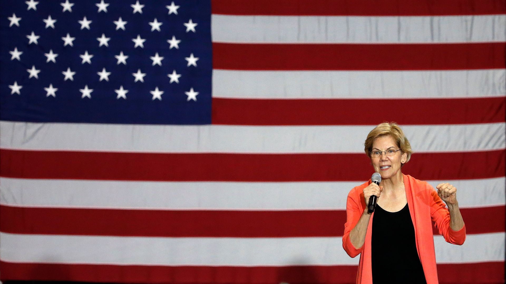 Democratic Presidential hopeful Elizabeth Warren gestures as she speaks during a town hall meeting at Florida International University in Miami, Florida on June 25