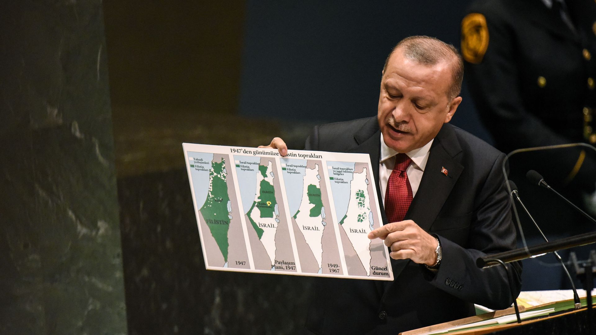 Erdogan holding map of Israel at the UN