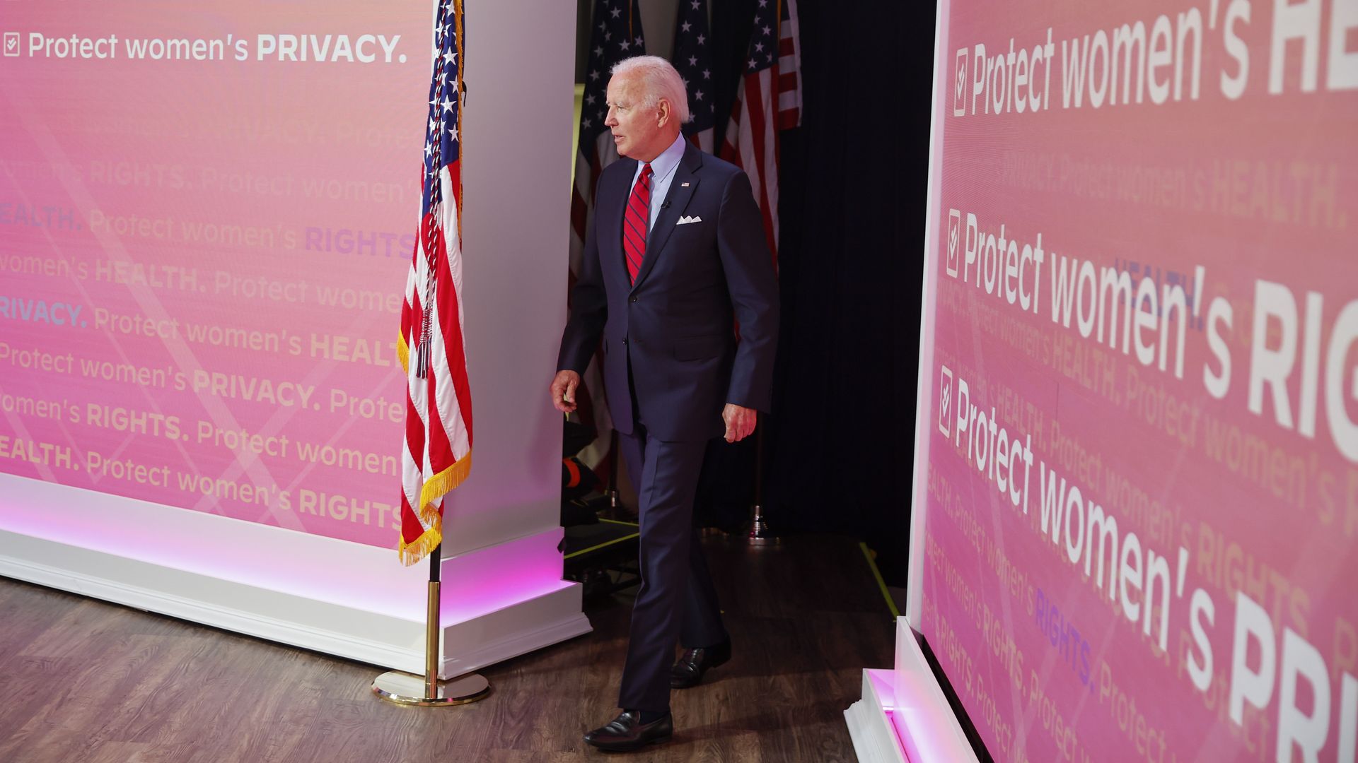 President Joe Biden arrives at a meeting with governors on abortion rights at the White House on July 1.