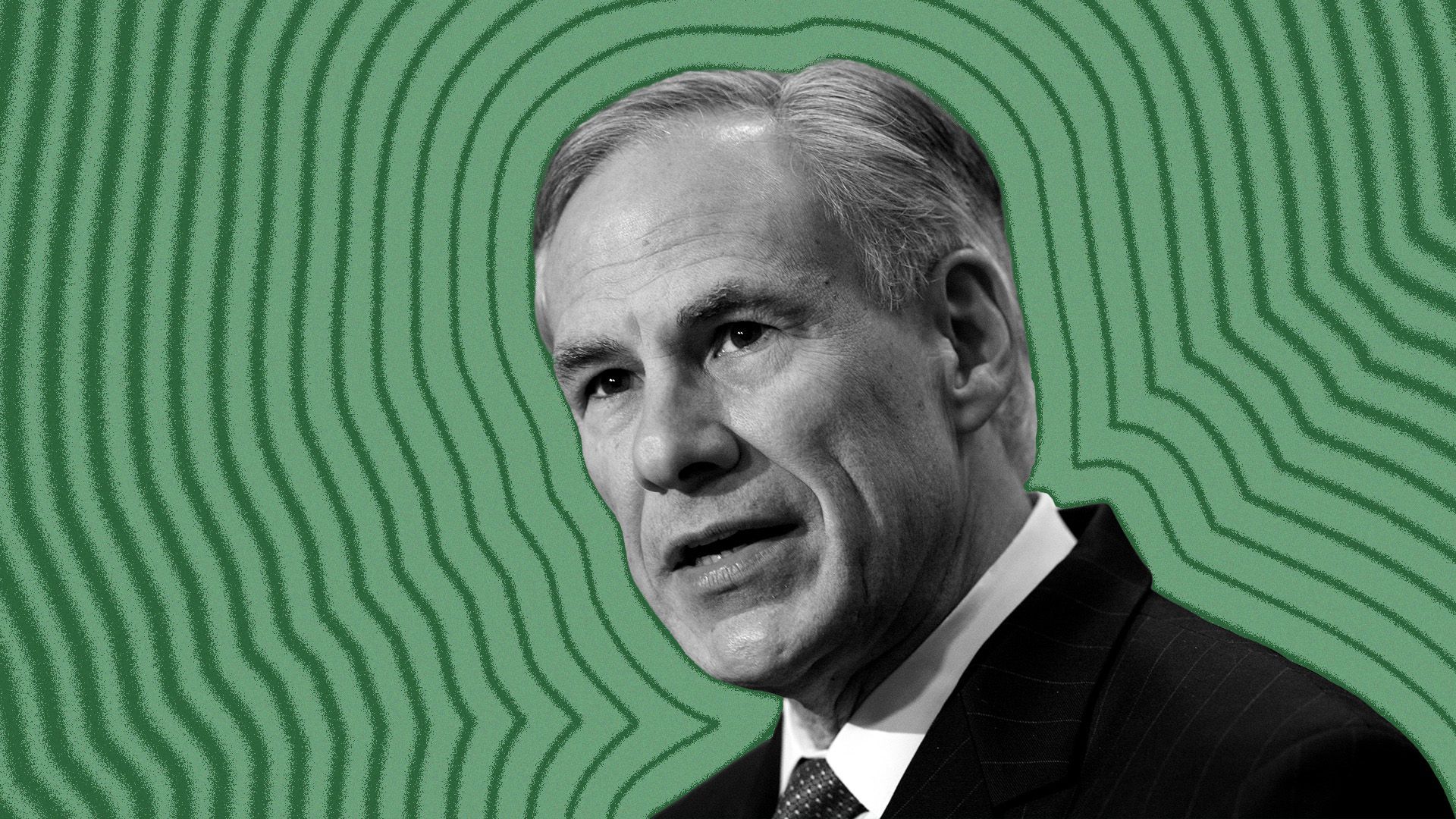 Photo illustration of Texas Governor Greg Abbott with lines radiating from him.