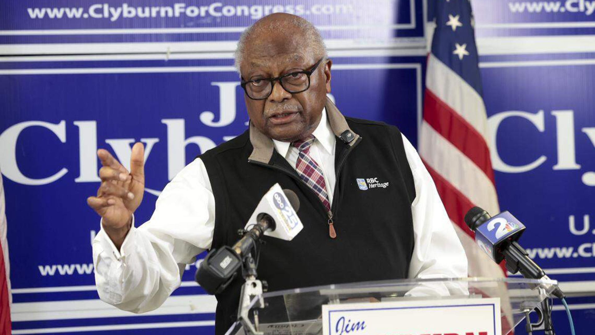Rep. James Clyburn announces he's running for an 18th term at the South Carolina Democratic Party's headquarters in Columbia on March 12.