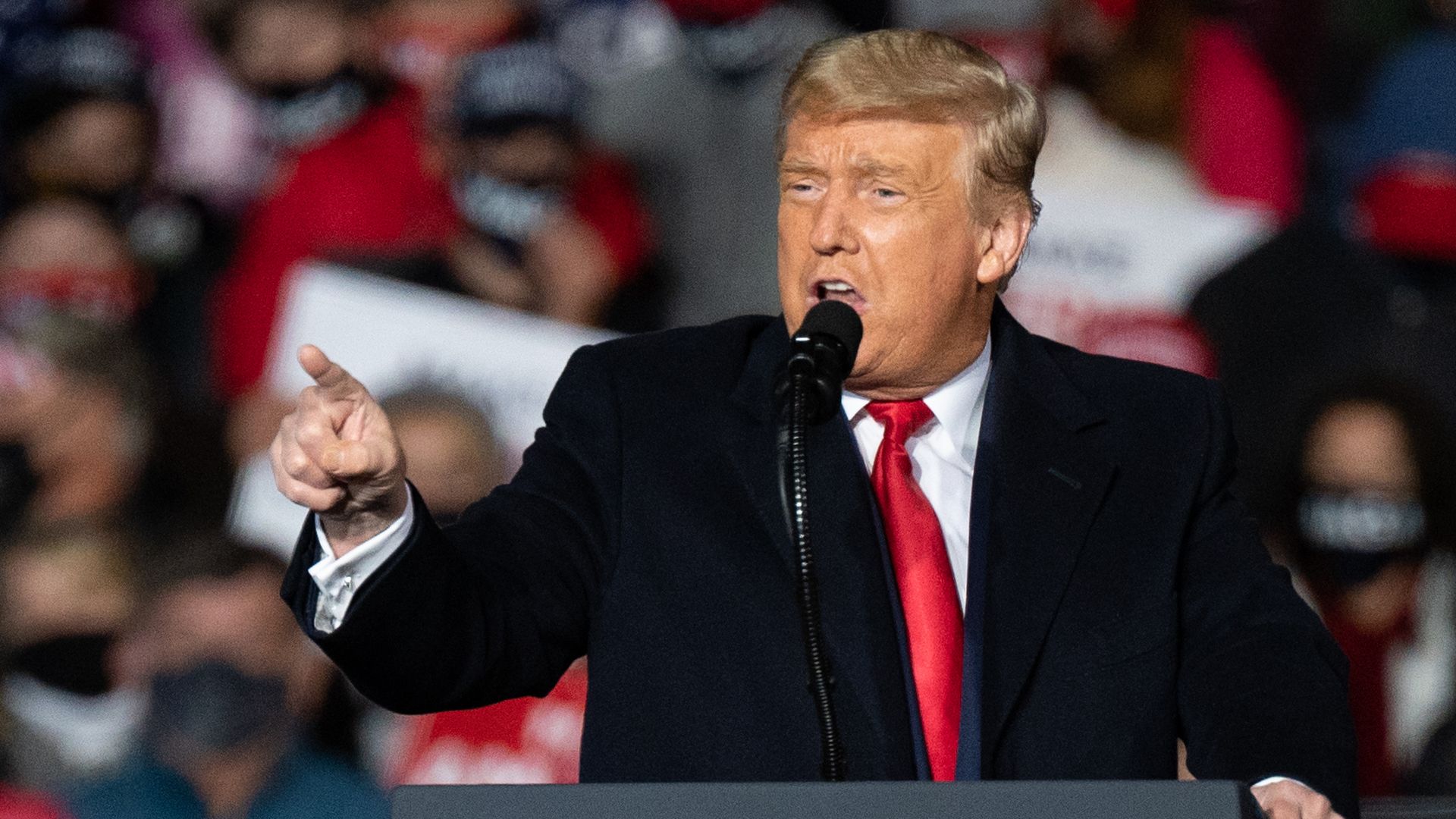 President Donald Trump speaks during a Make America Great Again campaign rally at the Erie International Airport on Wednesday, Oct. 21