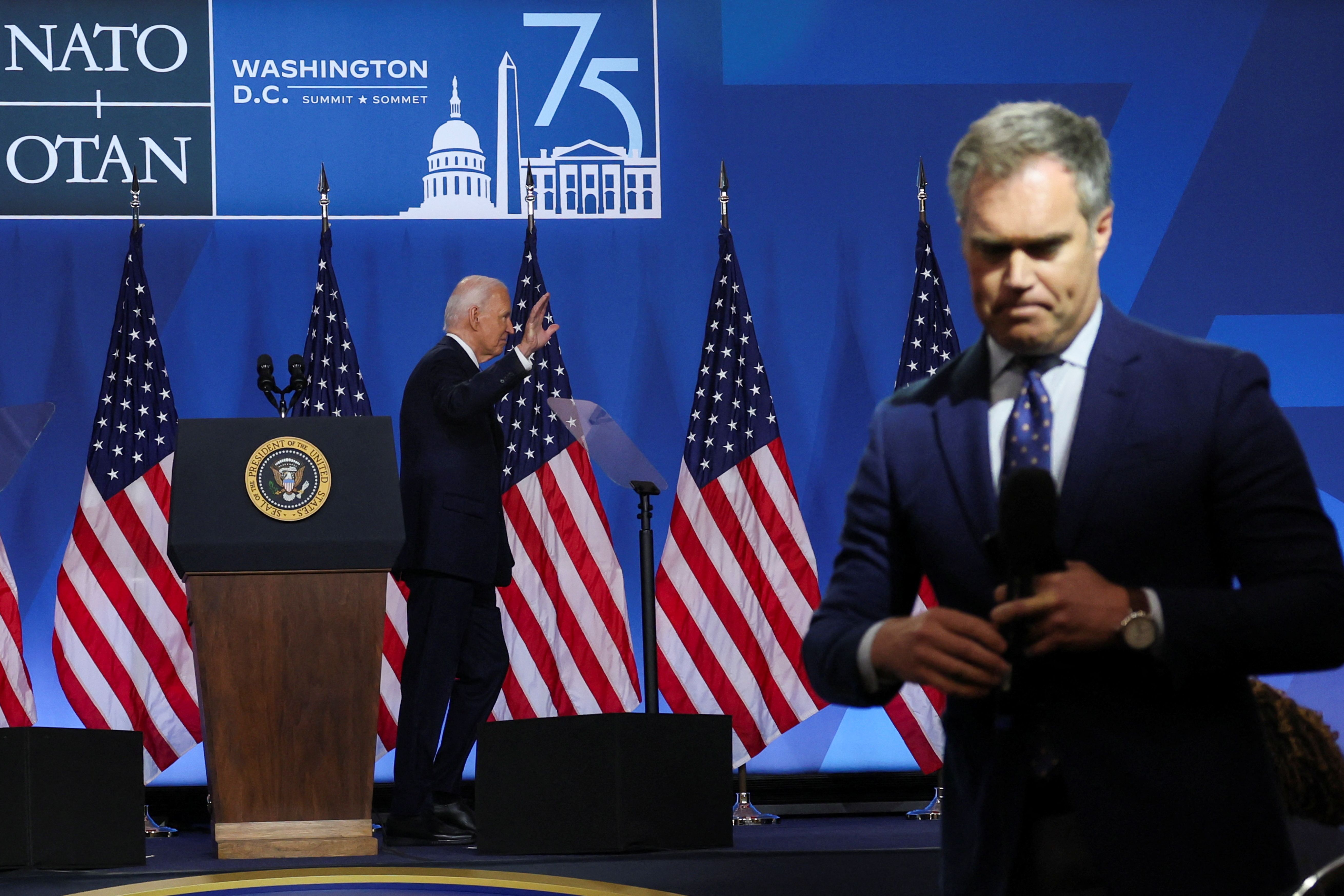If you want for takeaways, from mike  President Biden waves on the way out of his press conference in Washington last night, as NBC’s Peter Alexander gets ready to go on the air. 