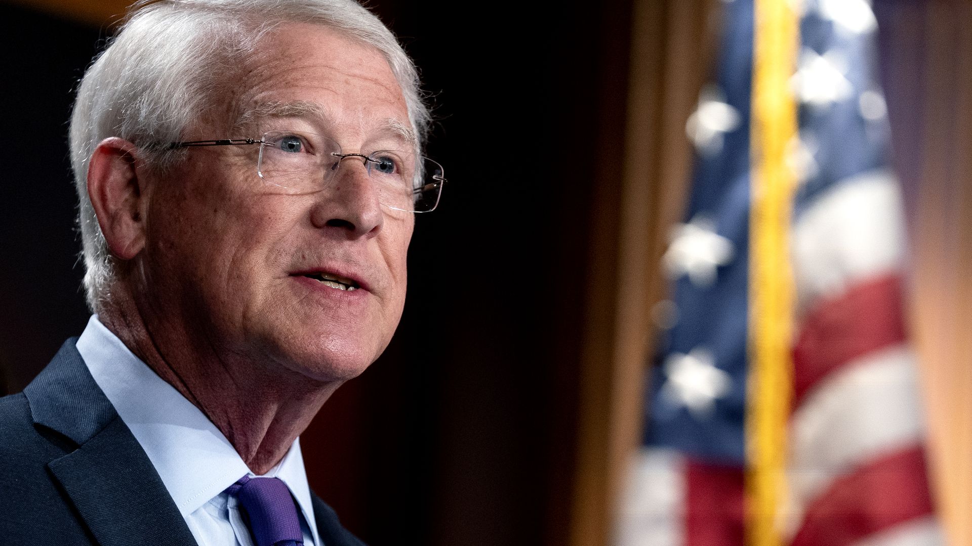 Sen. Roger Wicker of Mississippi is seen speaking during a news conference.