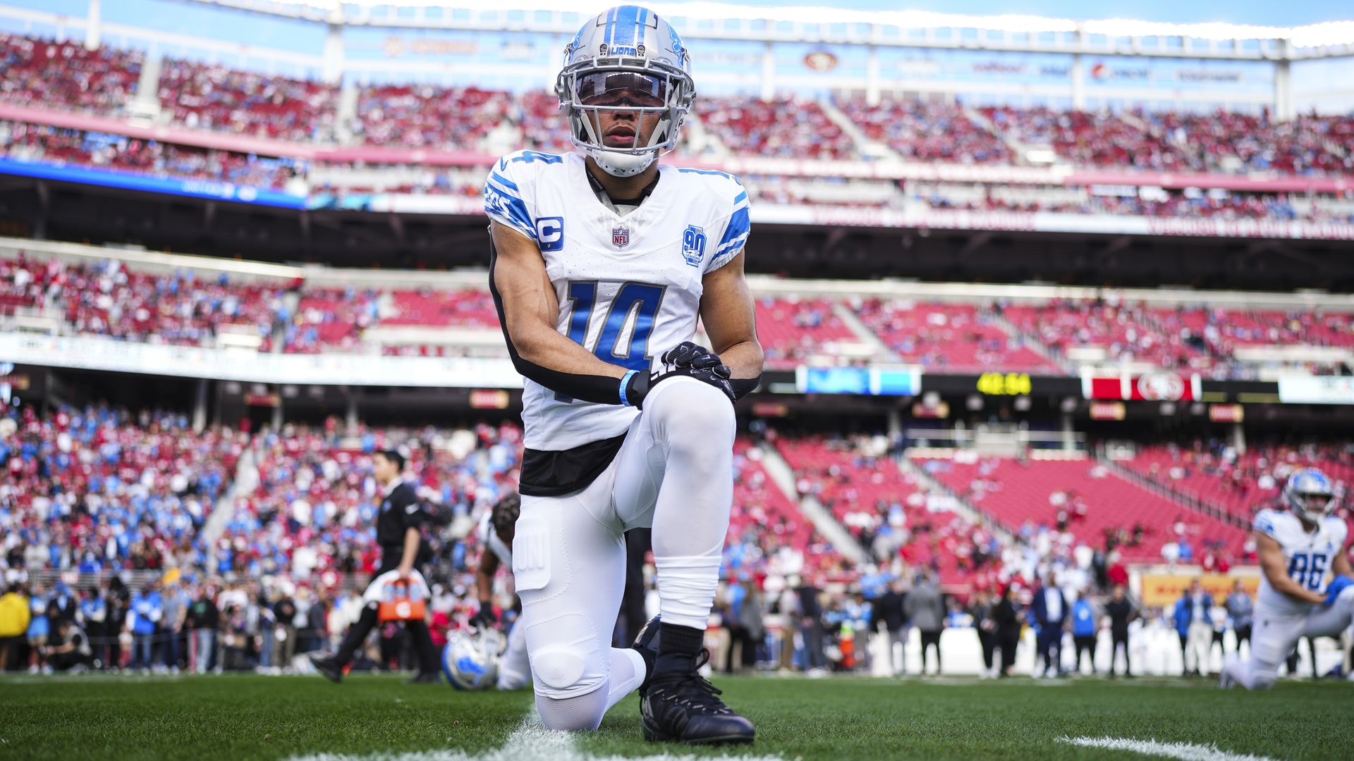 Amon-Ra St. Brown before the NFC Championship Game in January.