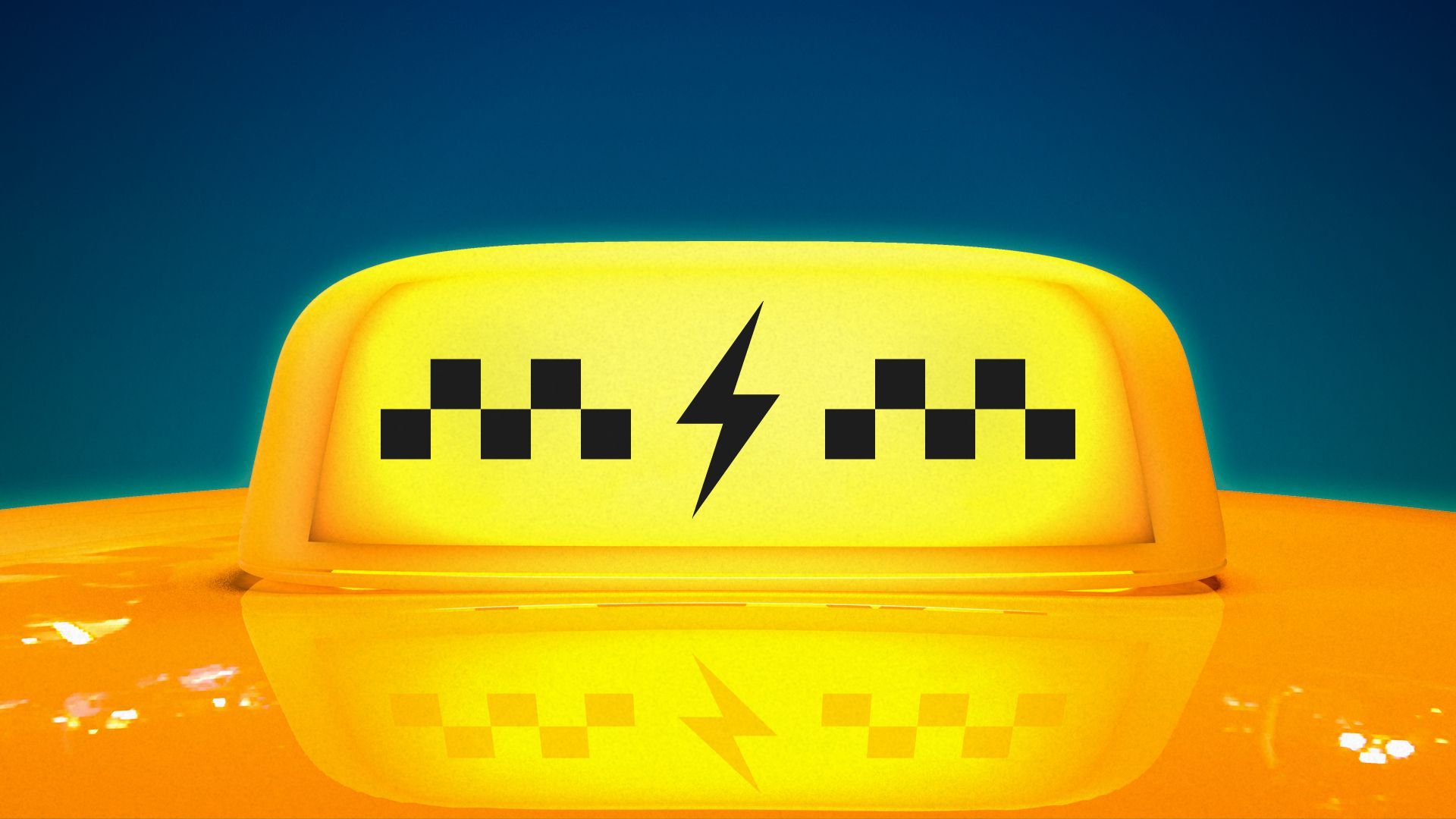 Illustration of an electric charge symbol on a taxi roof sign.