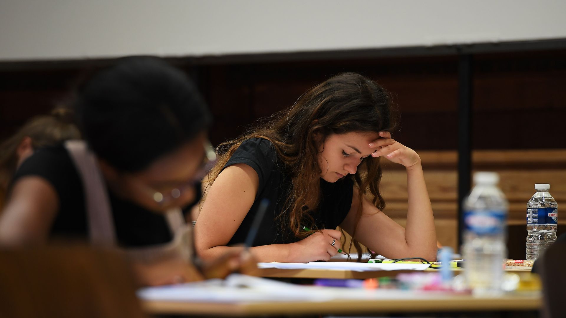 Students taking an exam