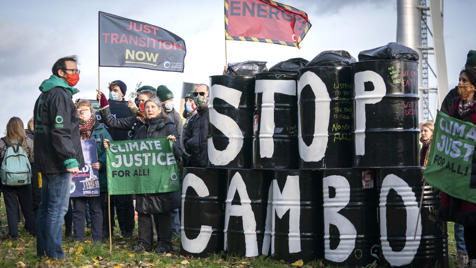 Climate activists protesting the Cambo project during the Cop26 summit in Glasgow in November 2021.