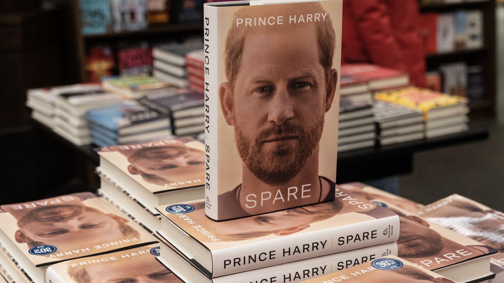 Copies of Prince Harry's new book, "Spare."