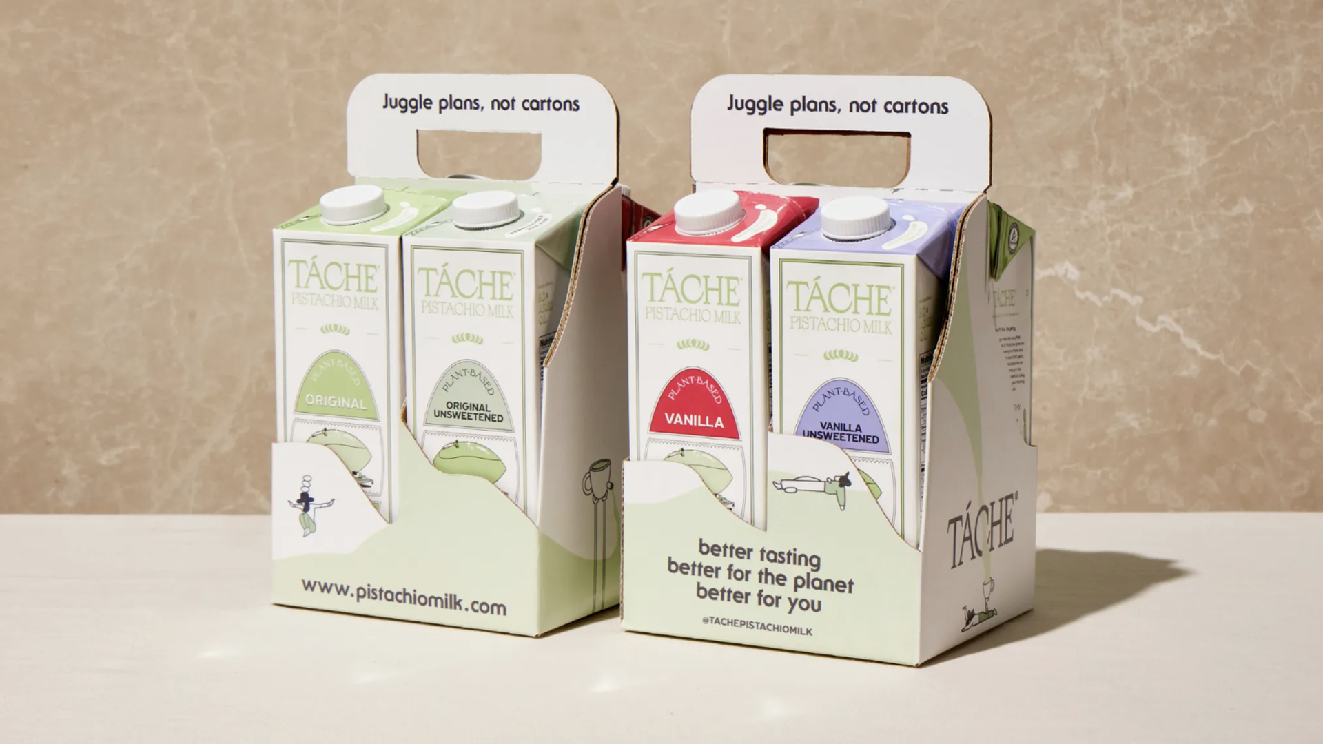Táche pistachio milk comes in attractive cartons. Photo courtesy of Táche