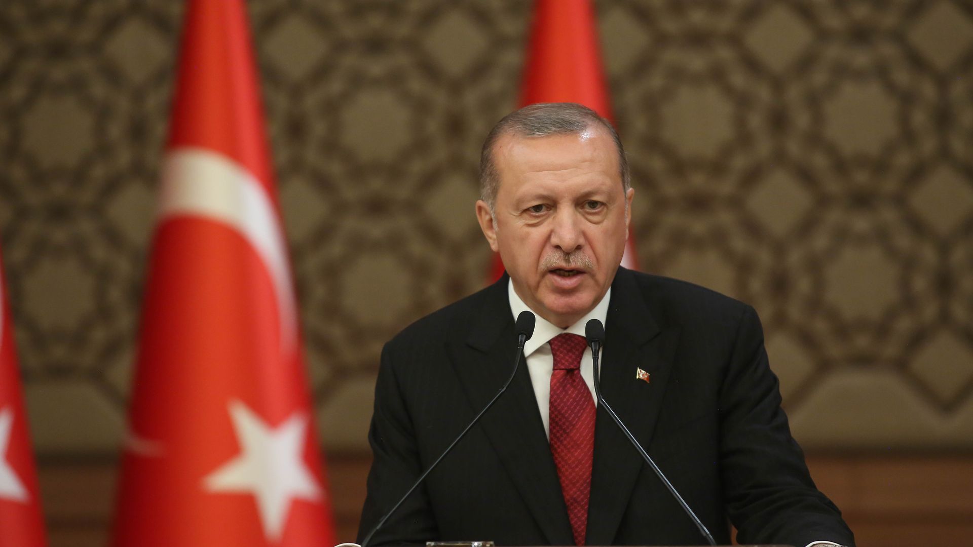 Turkey's President Erdogan giving a speech