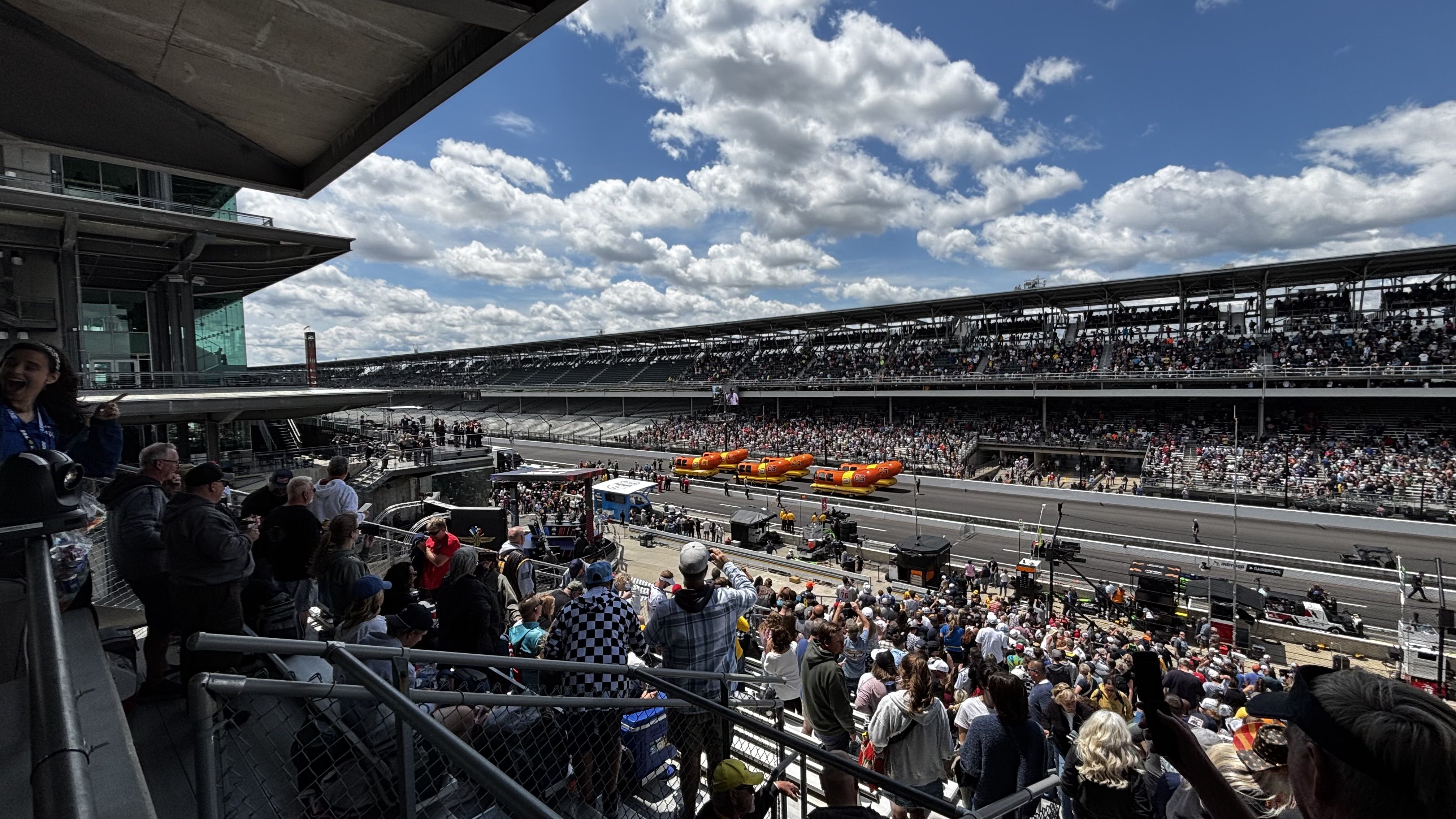 Wienermobiles on a race track