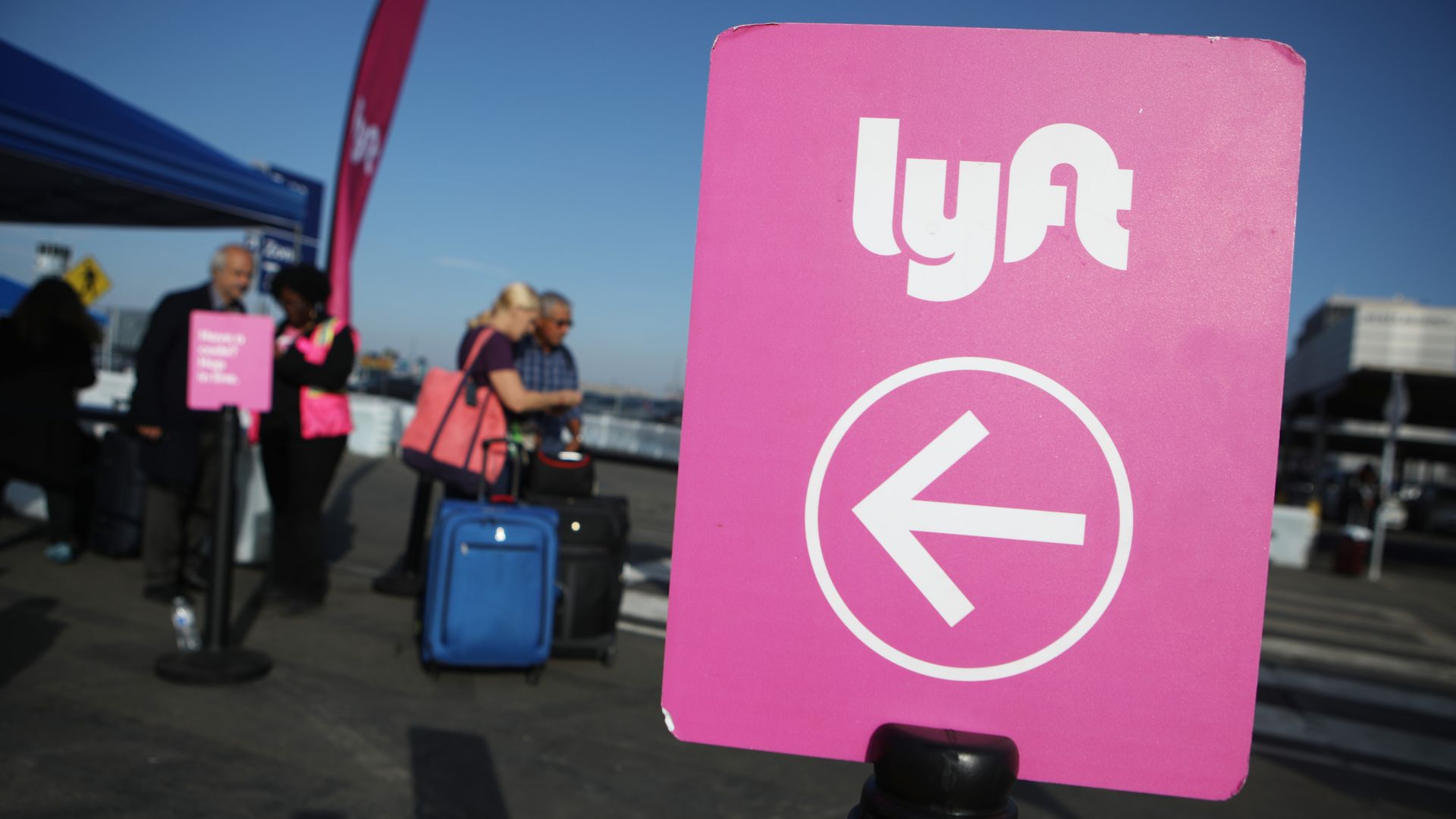 Lyft sign at an airport