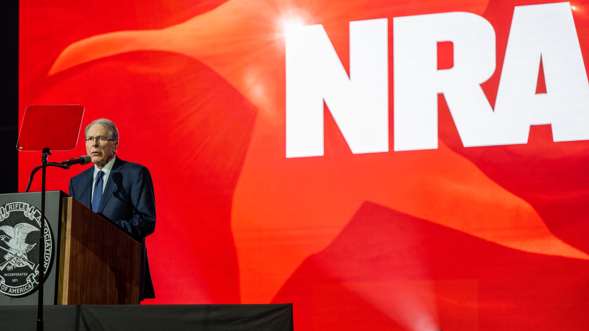 CEO and Executive vice president of the National Rifle Association (NRA) Wayne LaPierre prepares to speak.