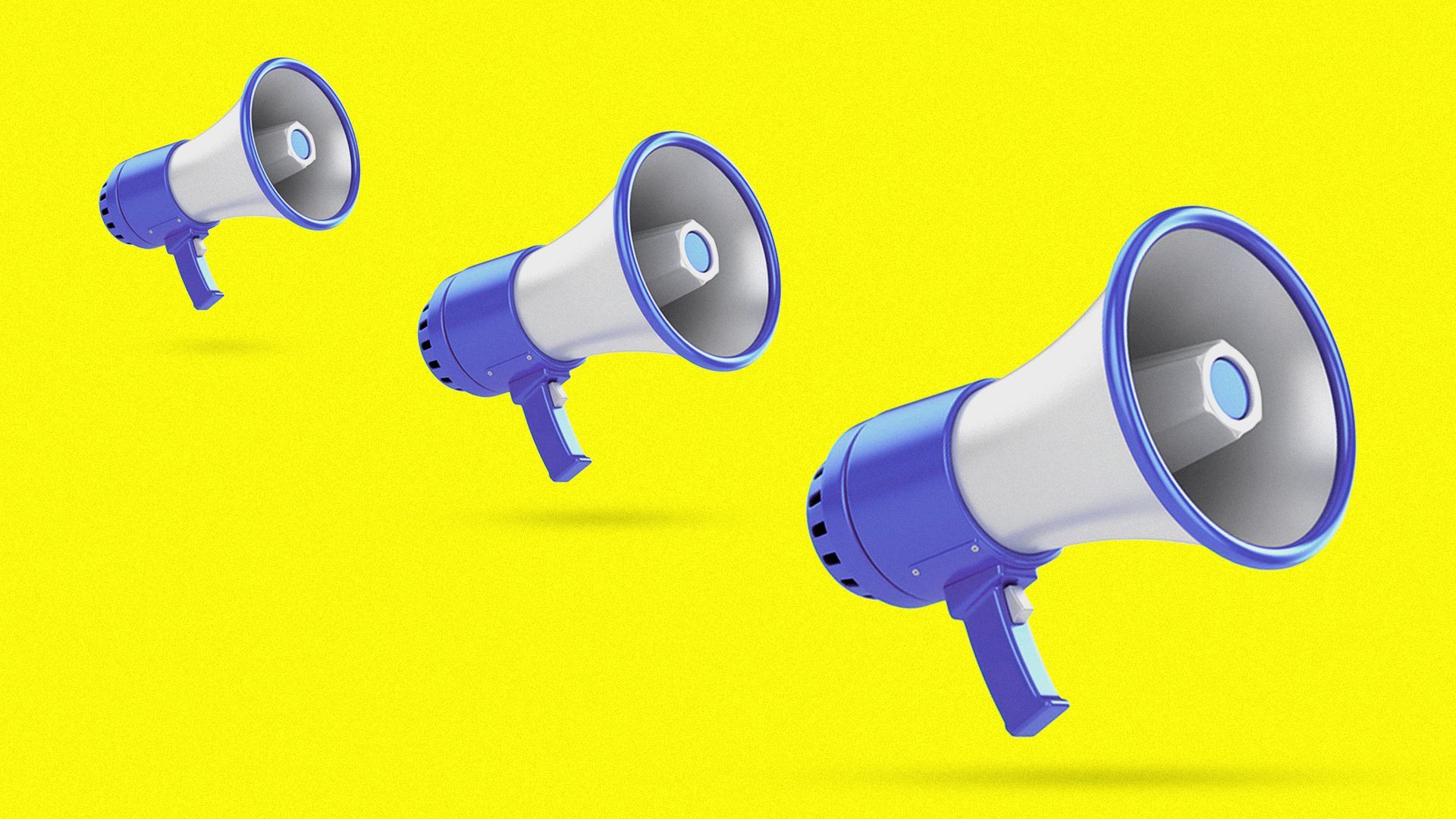 Illustration of three megaphones increasing in size.
