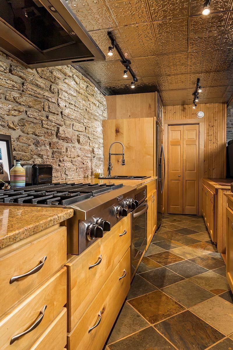 kitchen tucked under lofted space