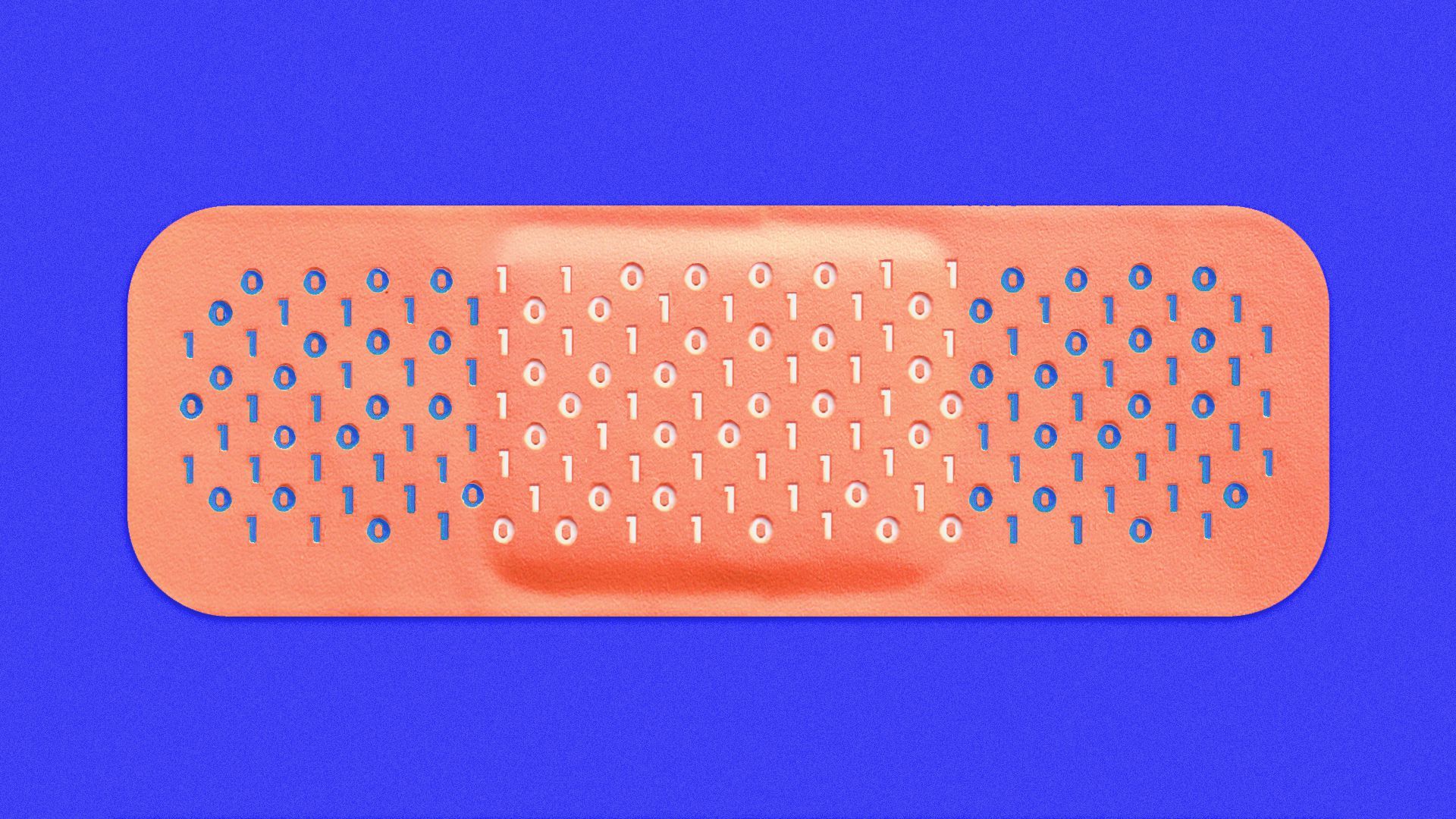Illustration of a band-aid with binary code