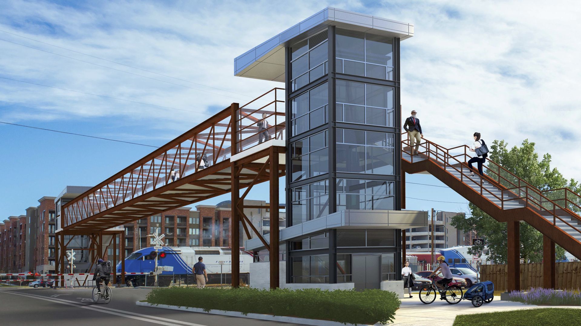 A rendering of a pedestrian bridge in Salt Lake City.