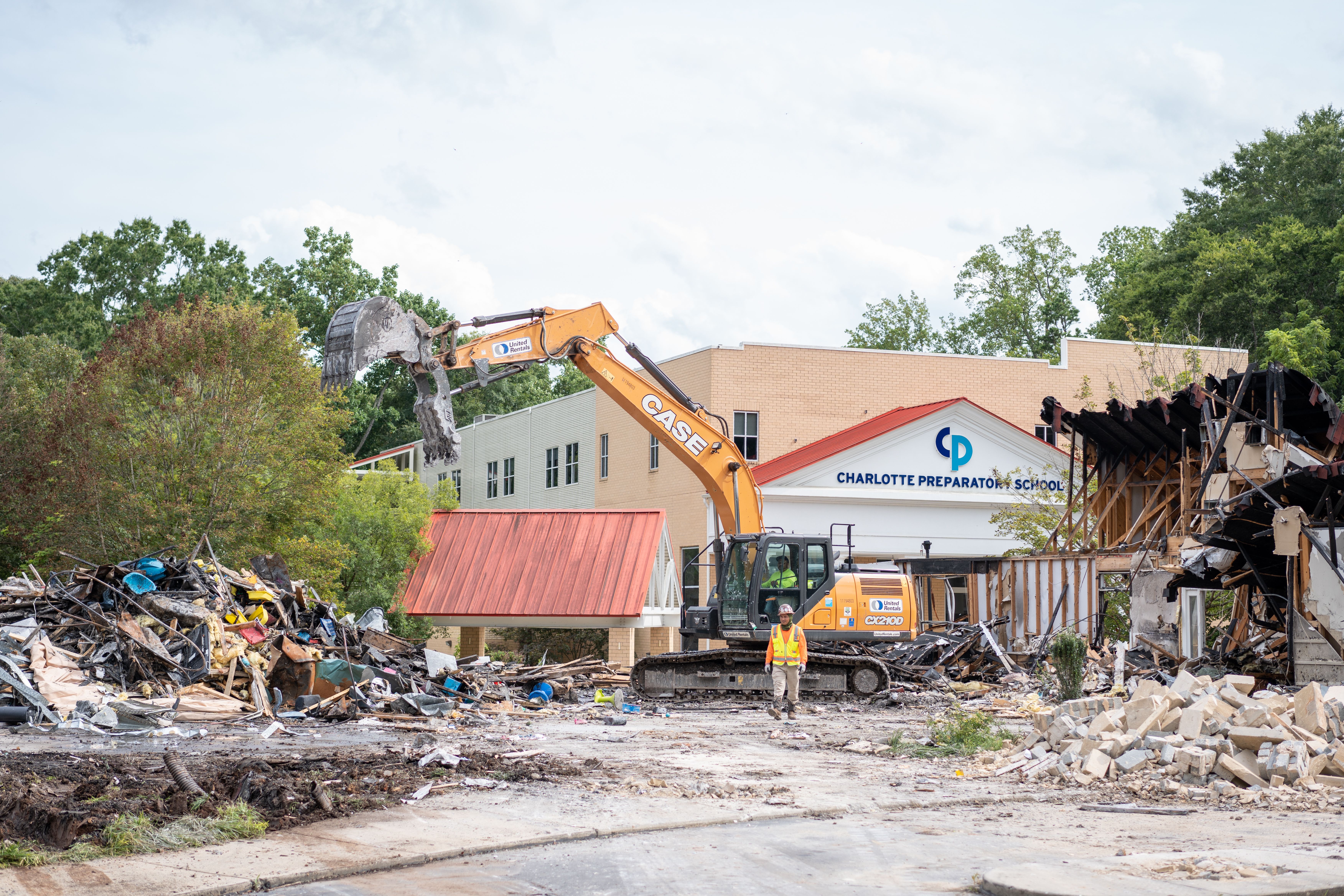 Removal of Charlotte Prep's lower school after it burned down. 