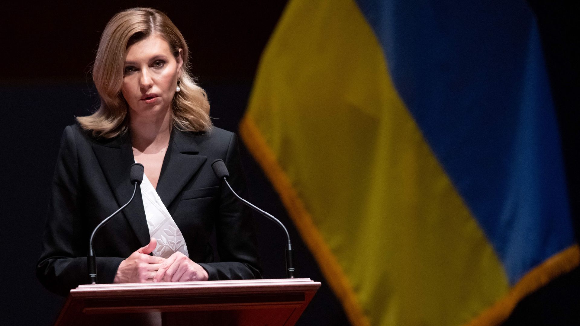 Ukrainian First Lady Olena Zelenska speaks to members of the US Congress about Russia's invasion of Ukraine.