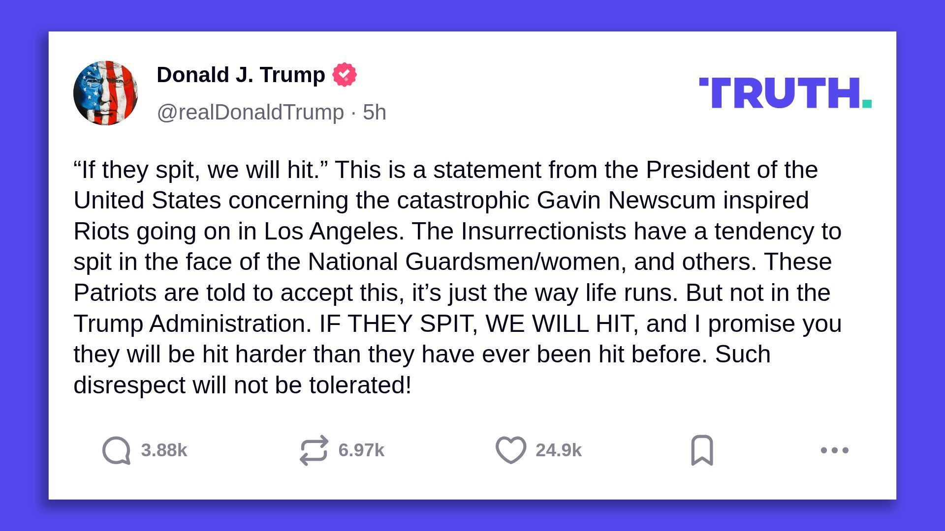 Trump Truth Social post