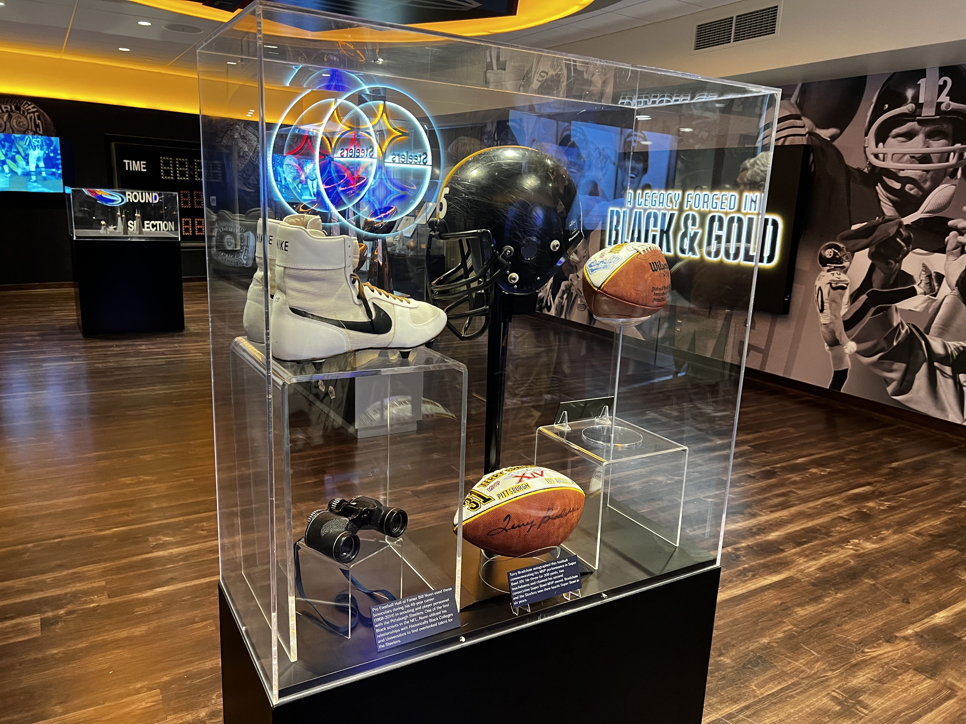 Steelers artifacts at the hall of fame.