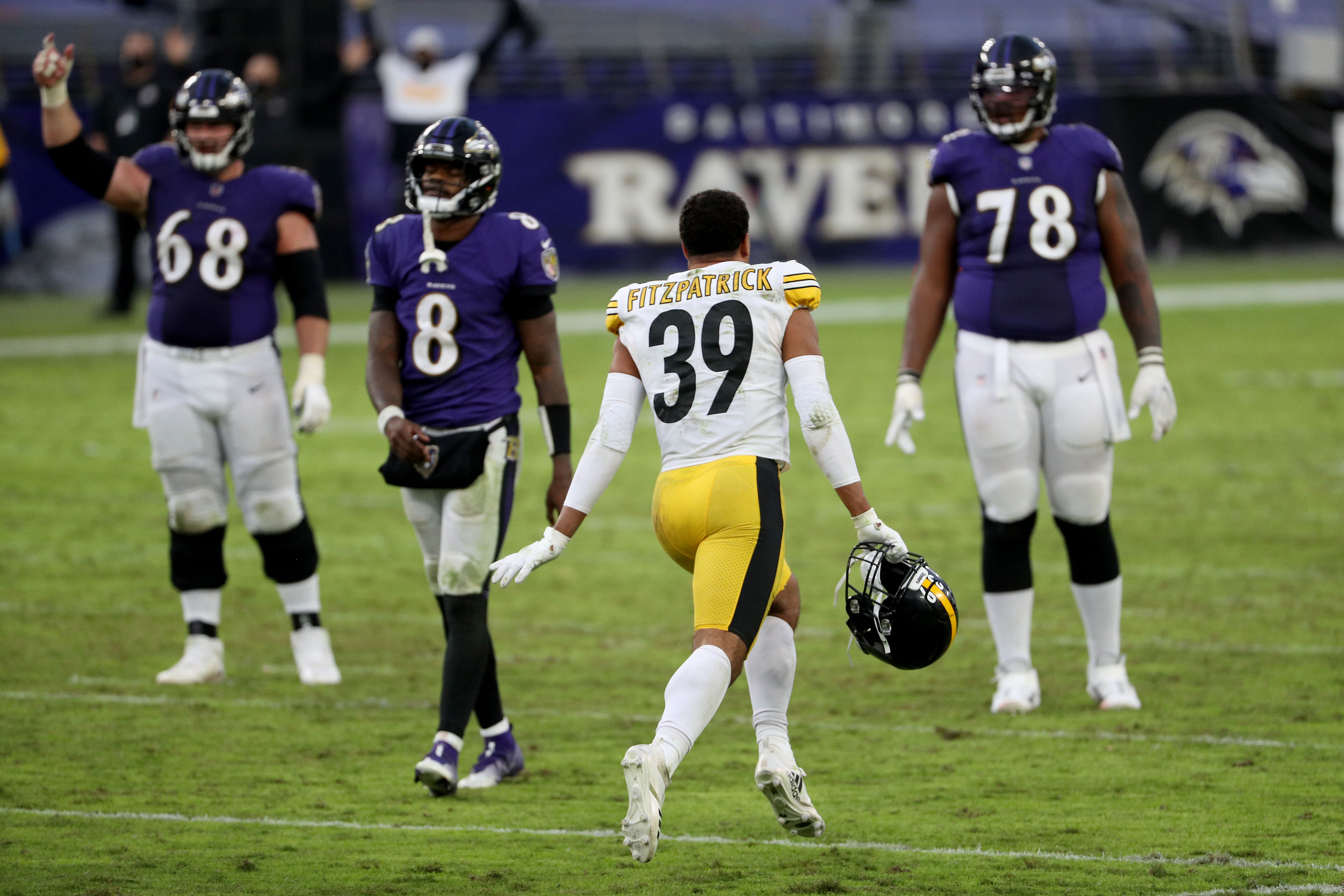 Steelers player celebrating