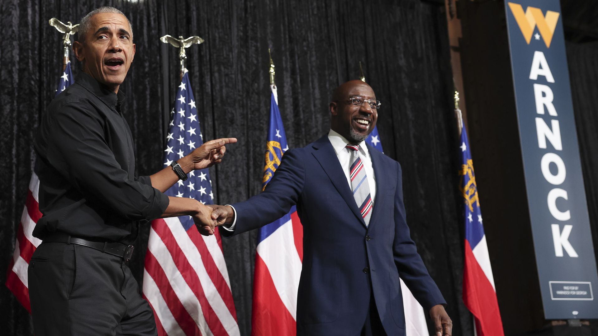 Barack Obama and Raphael Warnock