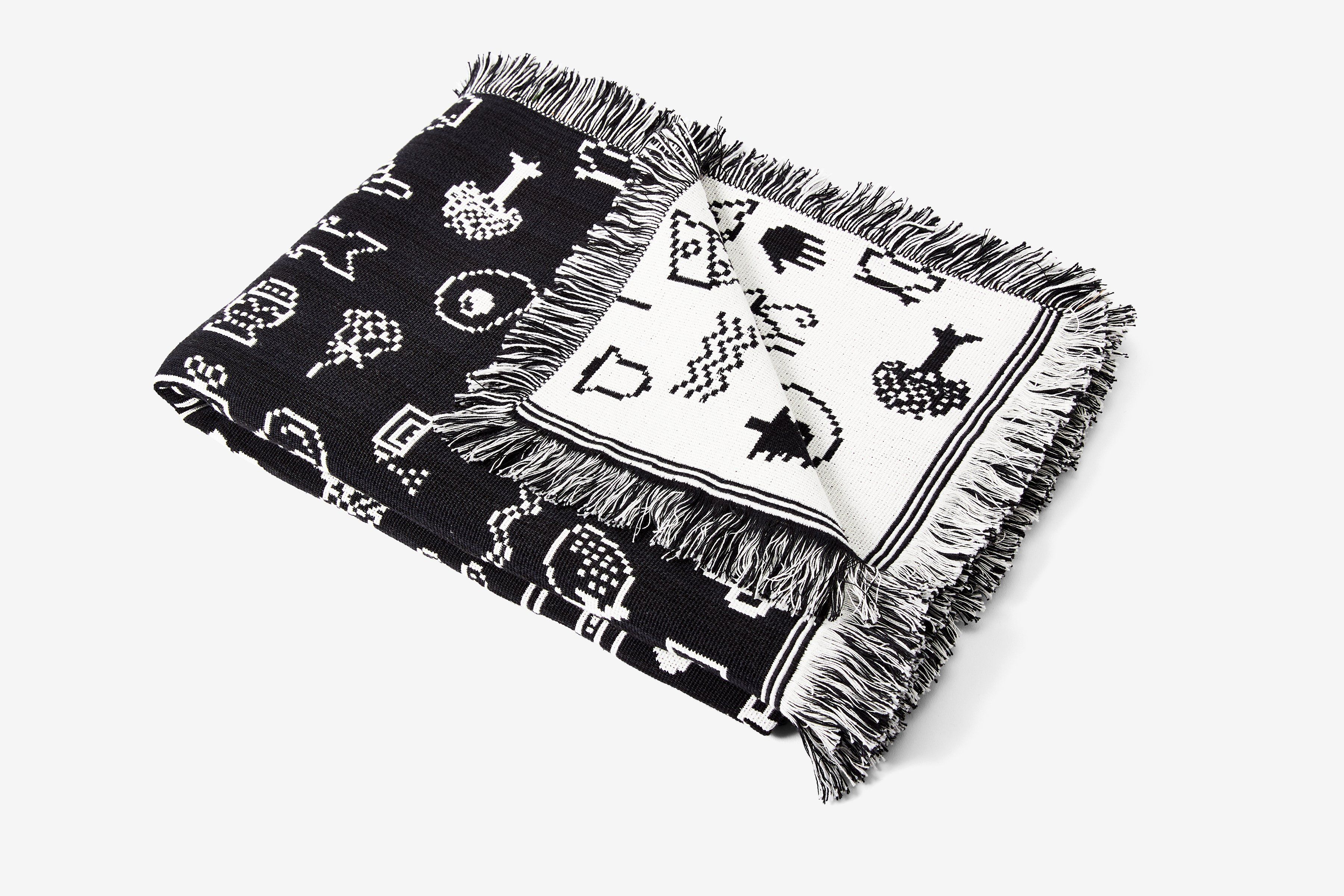 A blanket made using Susan Ware's icons from the original Macintosh