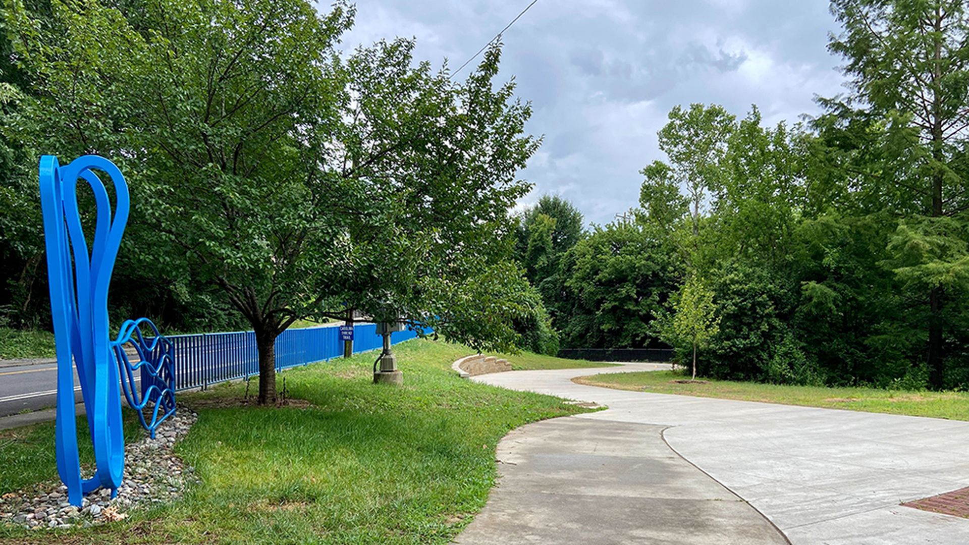 Art at the new section of the Little Sugar Creek Greenway. Photo: Ashley Mahoney/Axios