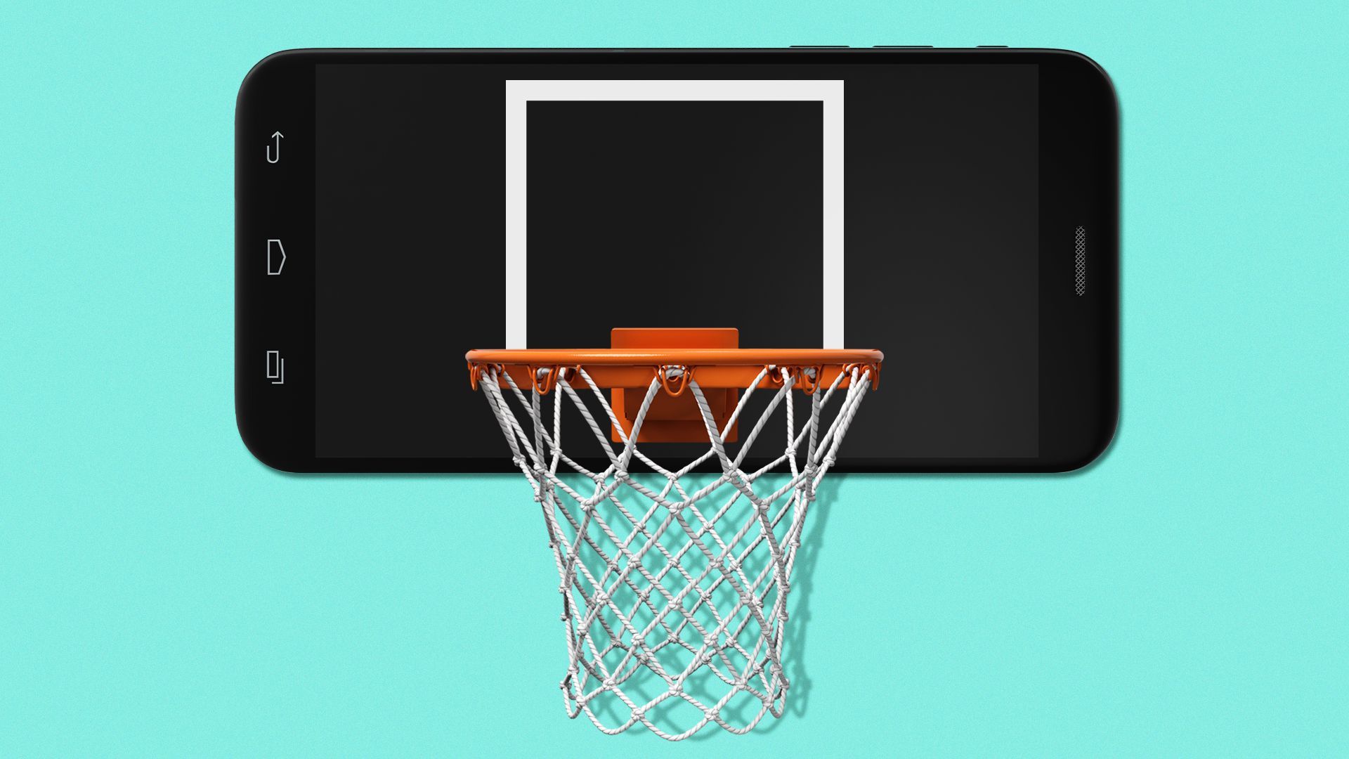 Illustration of a basketball headboard made from a smartphone.