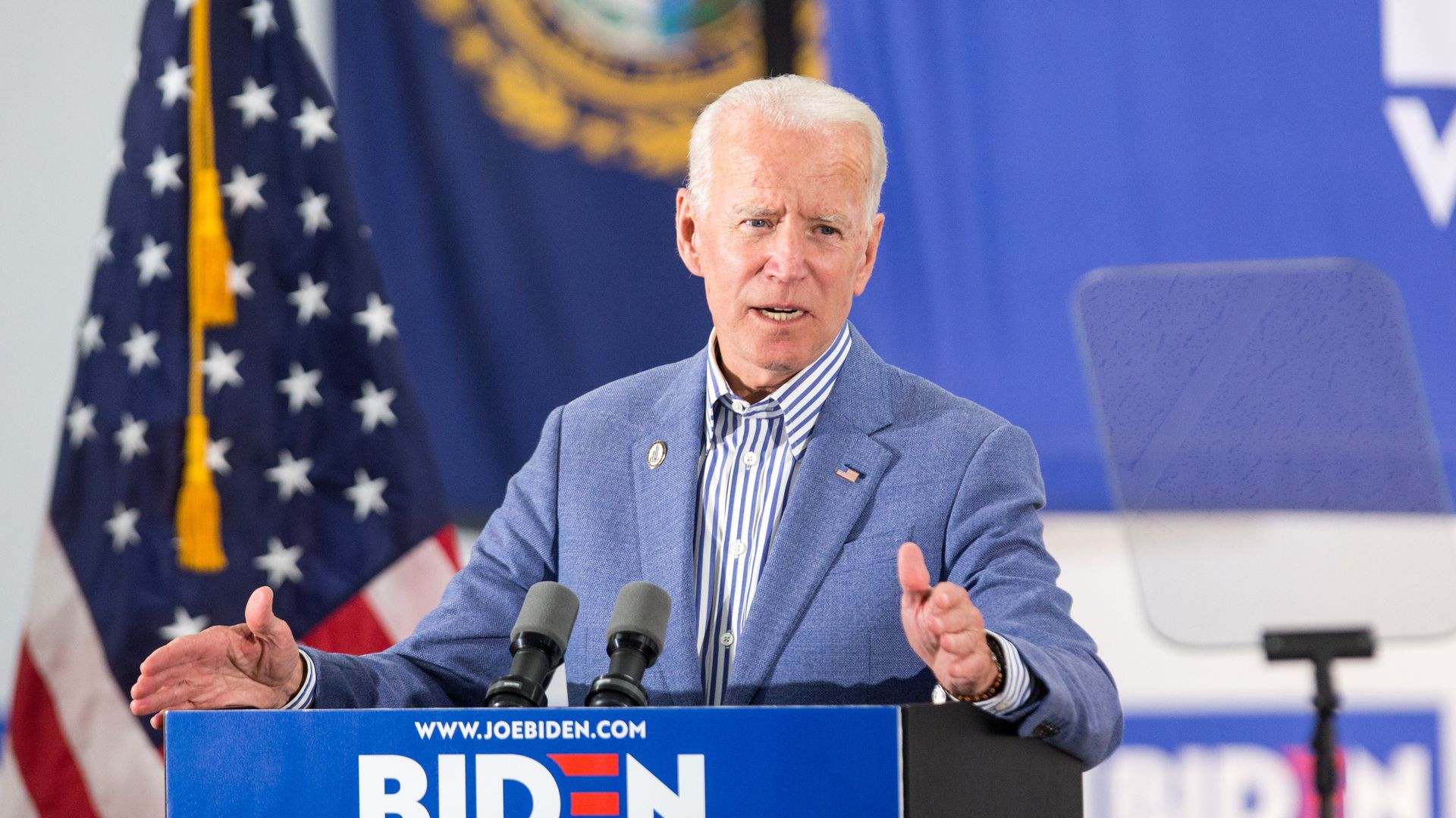 Joe Biden giving a speech in New Hampshire