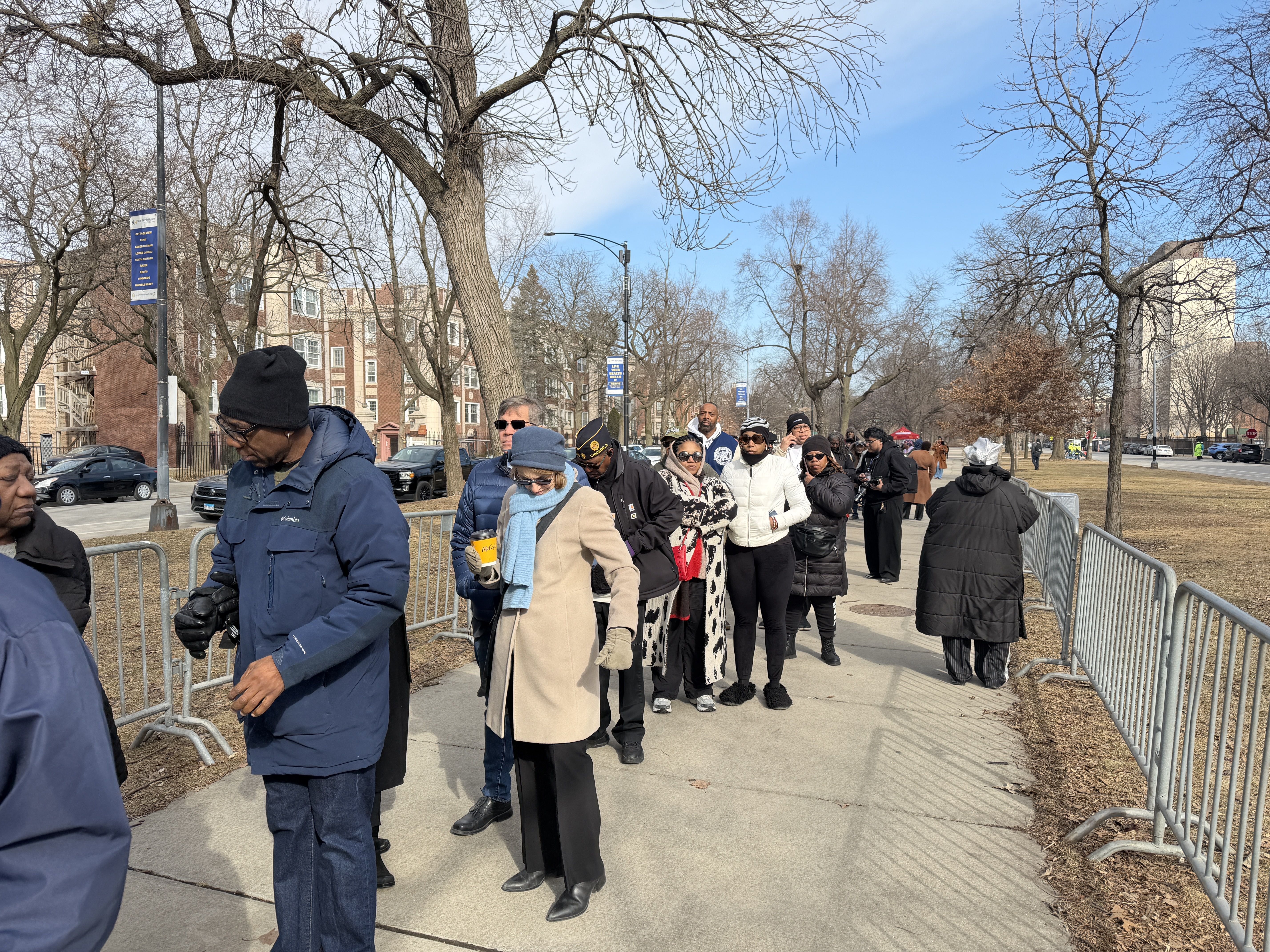 People standing in line. 