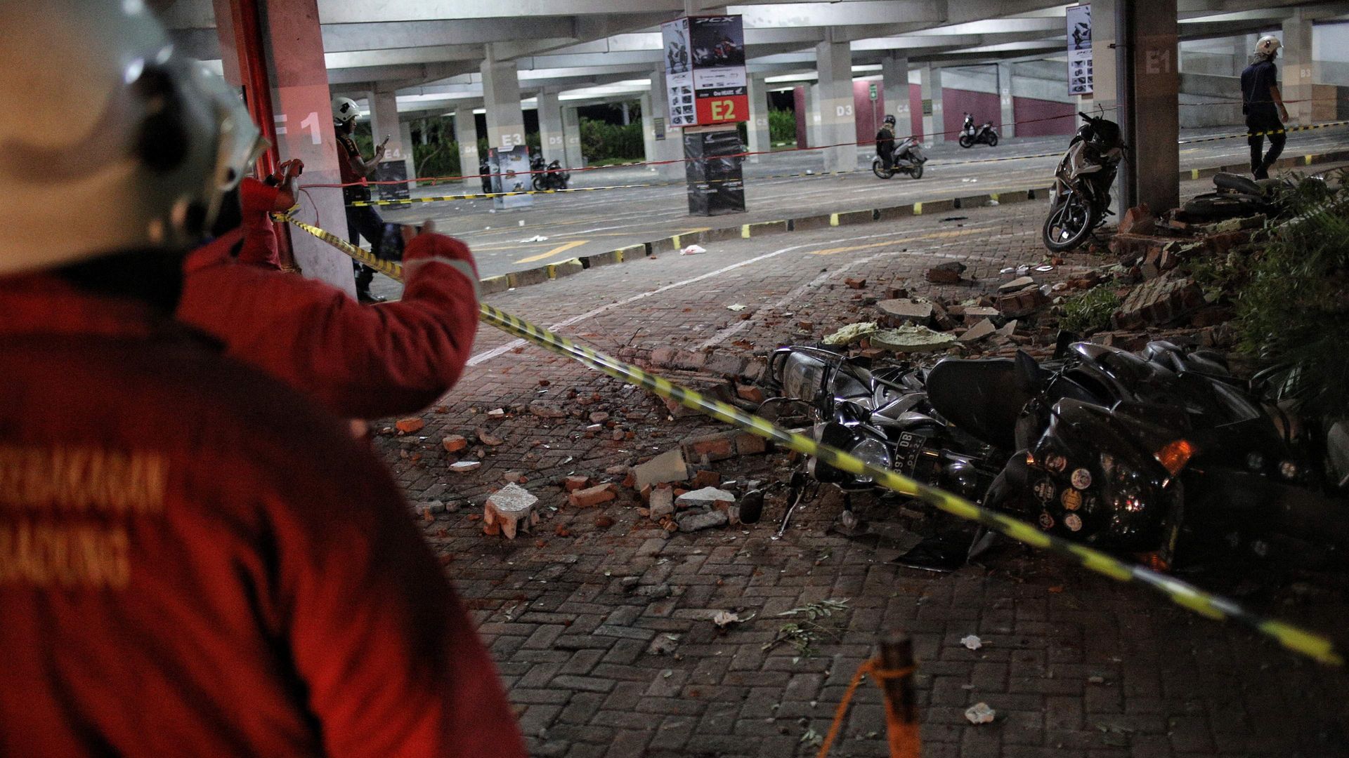 Wreckage from an earthquake in Indonesia