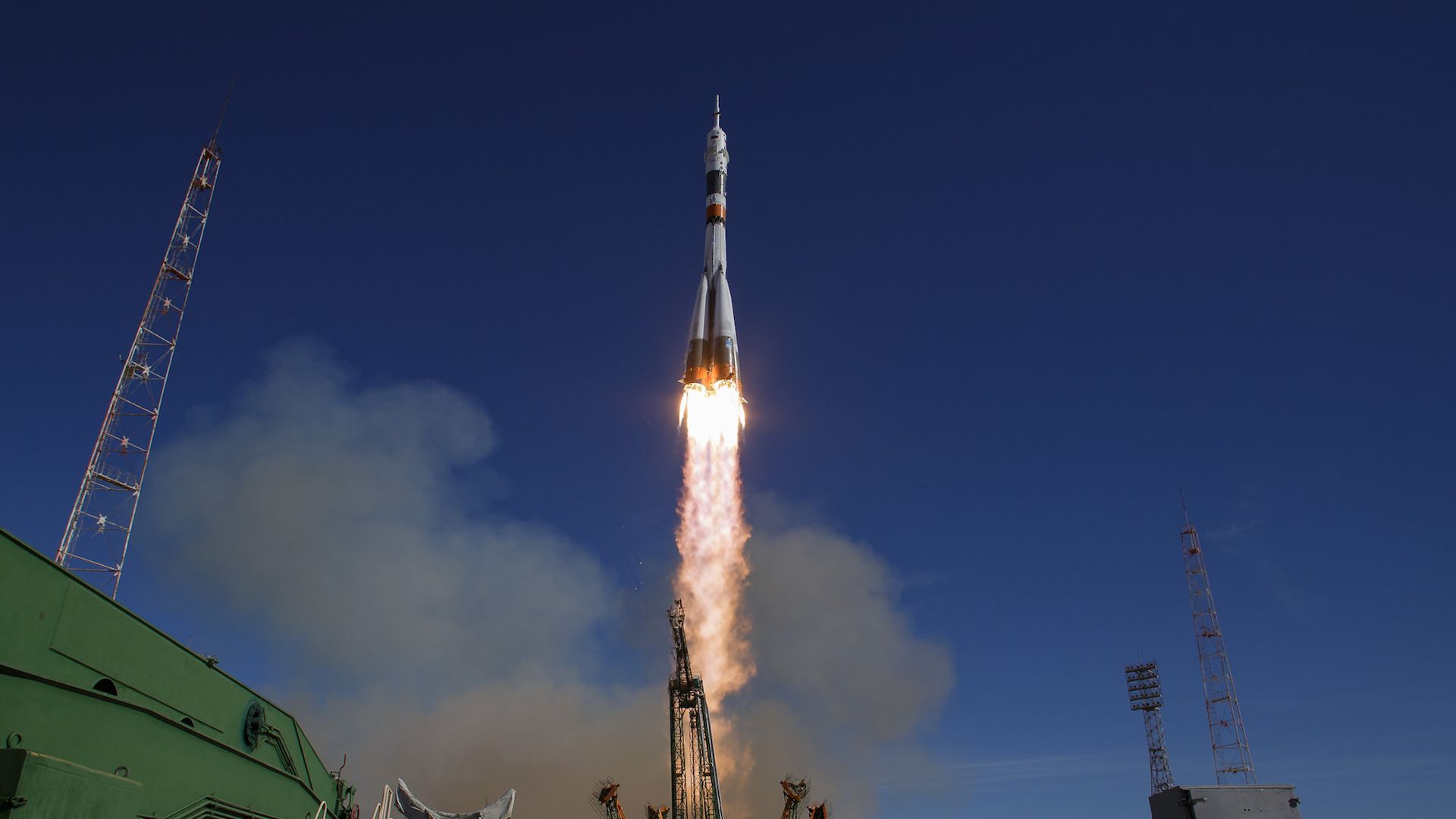 The Soyuz MS-10 spacecraft is launched with Expedition 57 Flight Engineer Nick Hague of NASA and Flight Engineer Alexey Ovchinin of Roscosmos, Thursday, Oct. 11, 2018 in Kazakhstan.