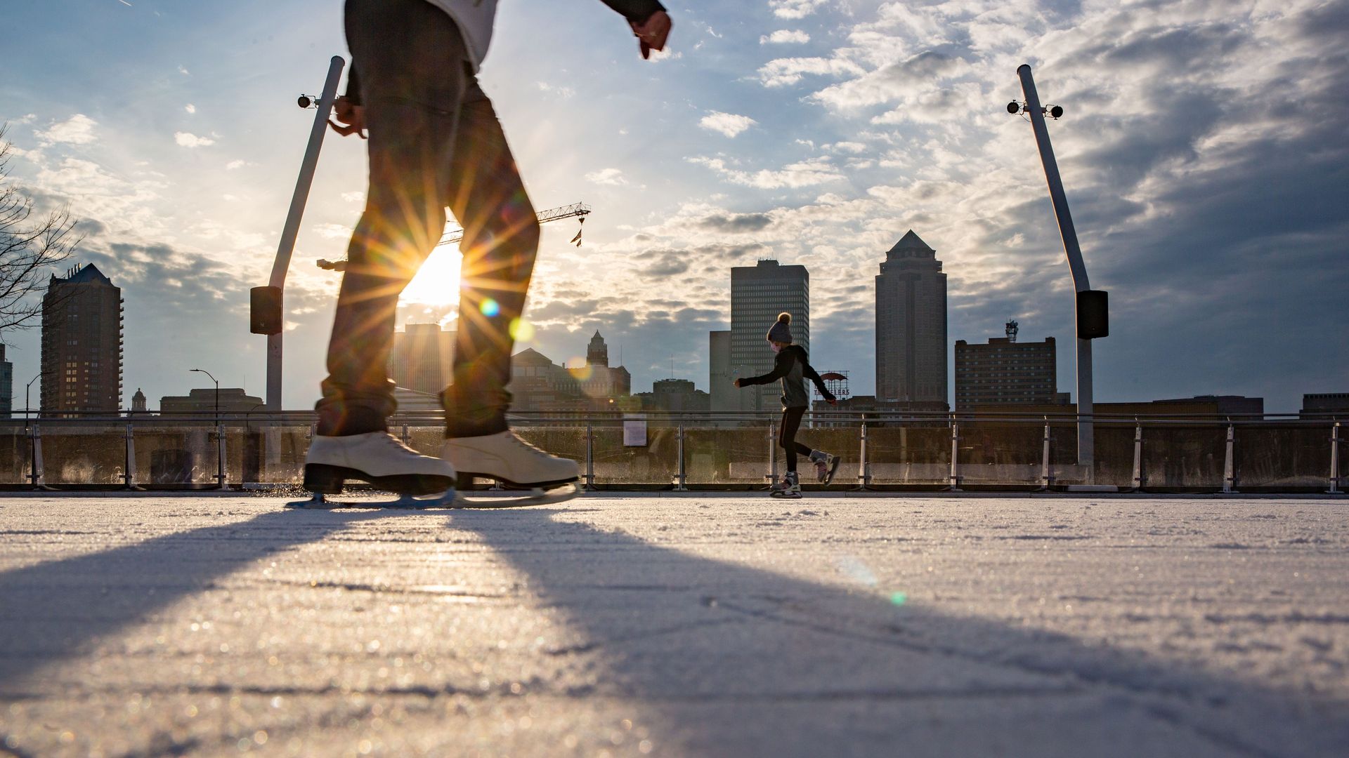 A photo of ice skating in Des Moines.