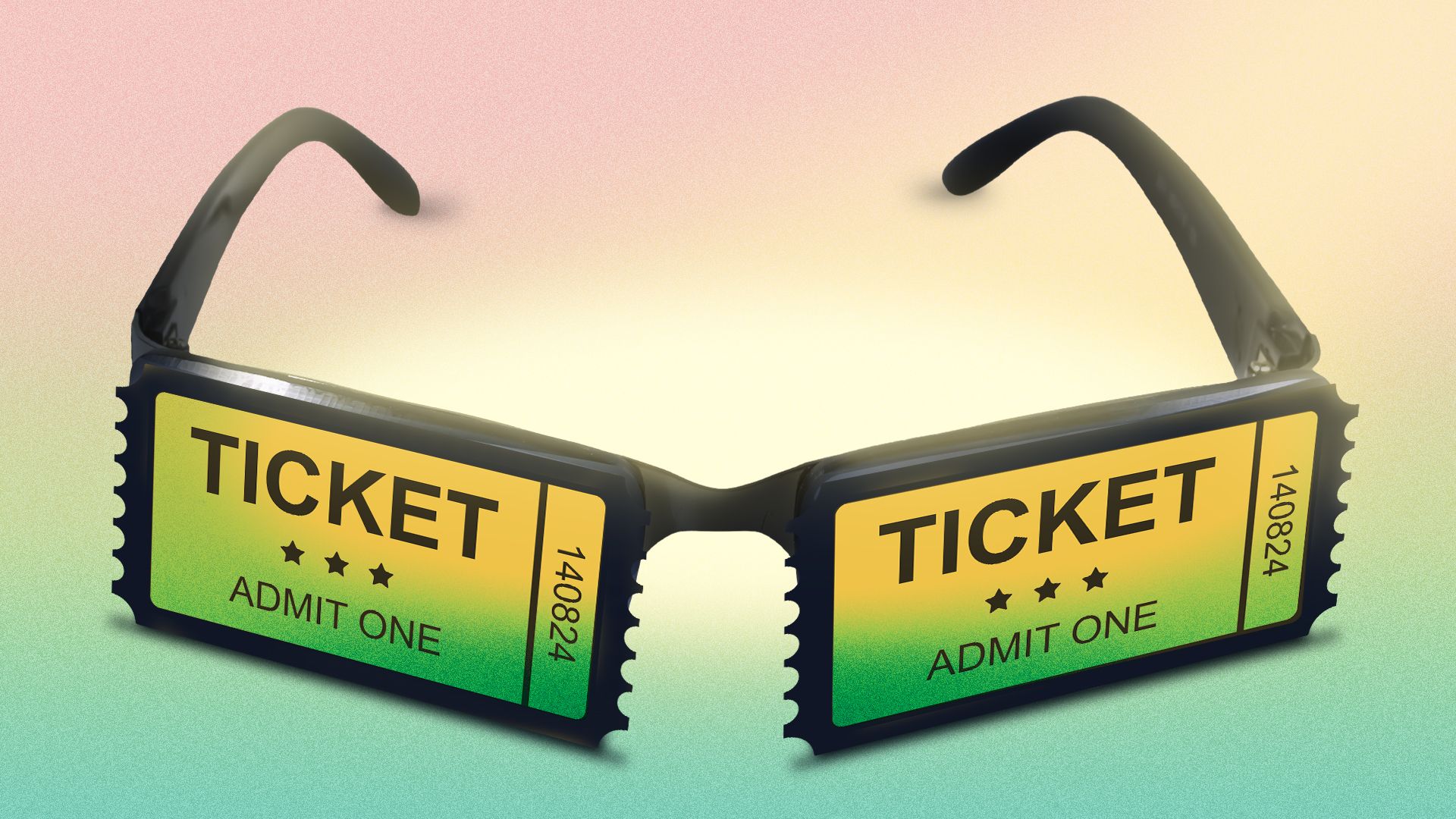 Illustration of a pair of sunglasses with tickets for lenses