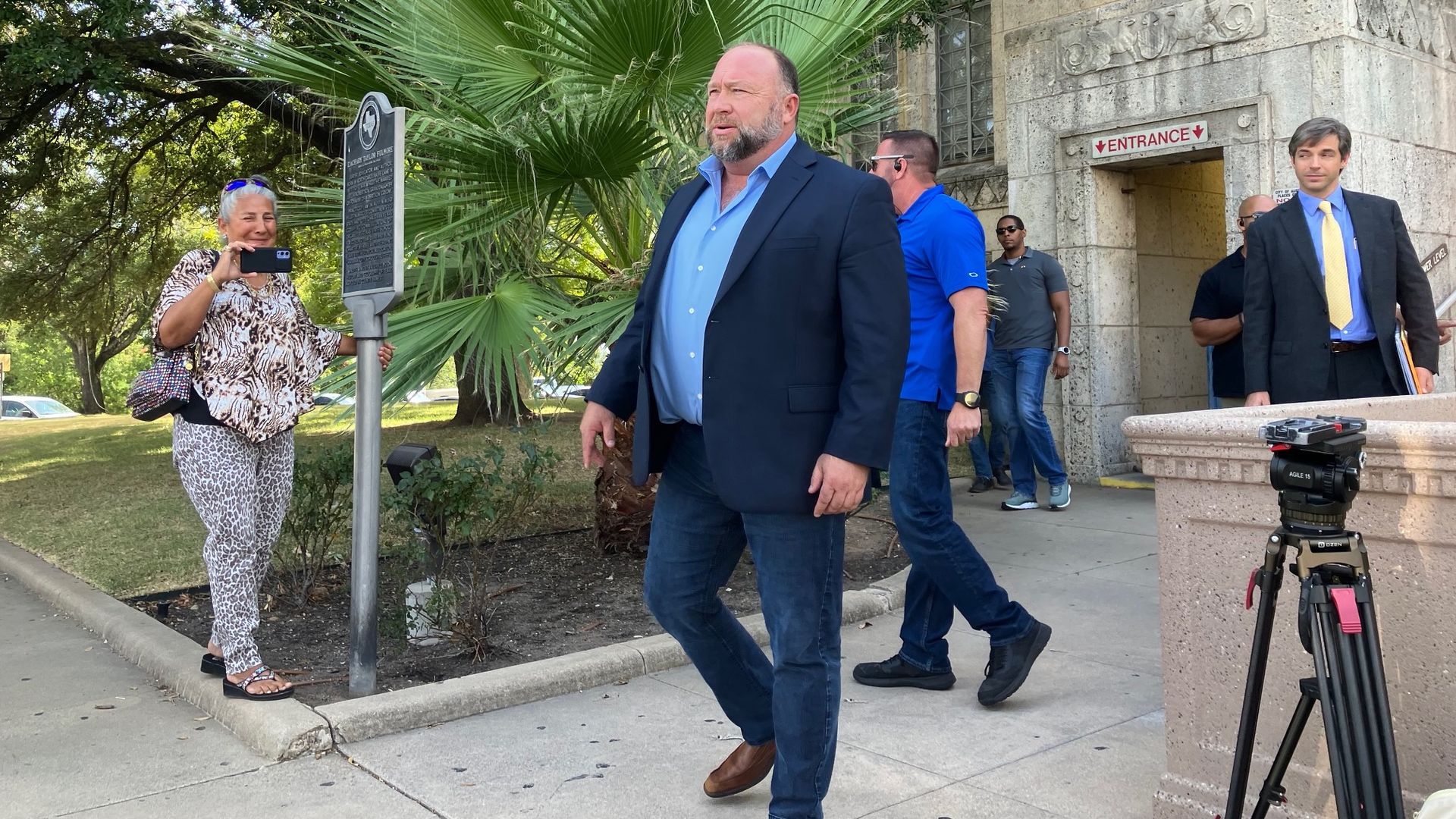 Alex Jones outside the Travis County Courthouse