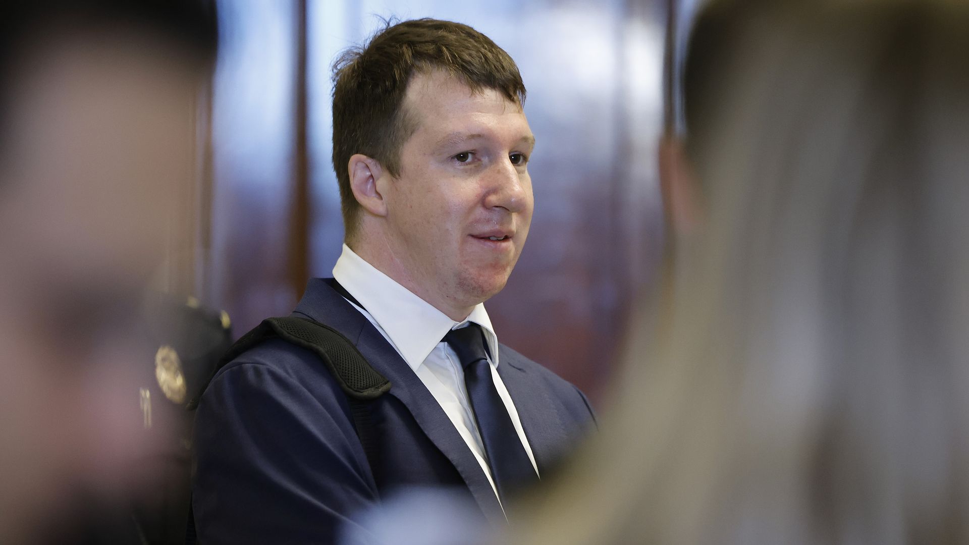 Anthropic co-founder Jack Clark arrives for a Senate AI forum