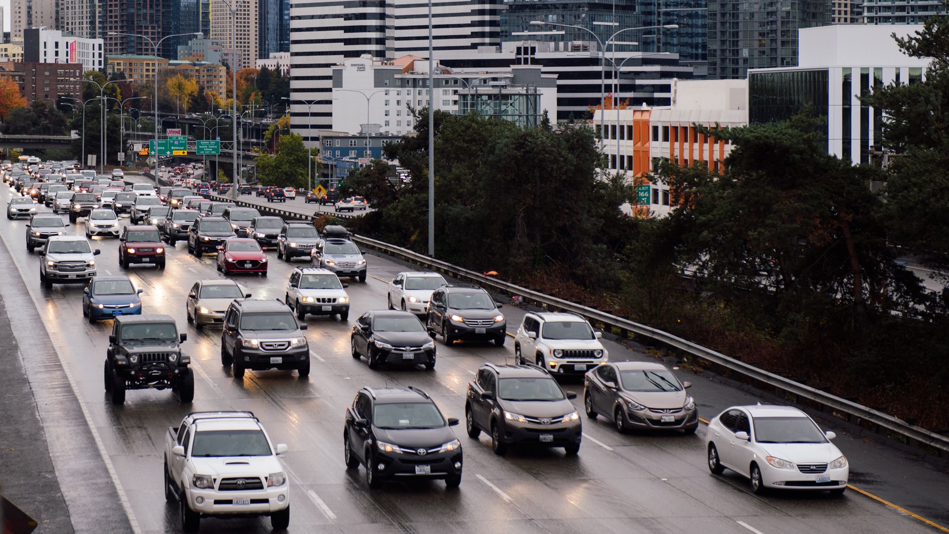 Cars on Interstate 5 in Seattle. 