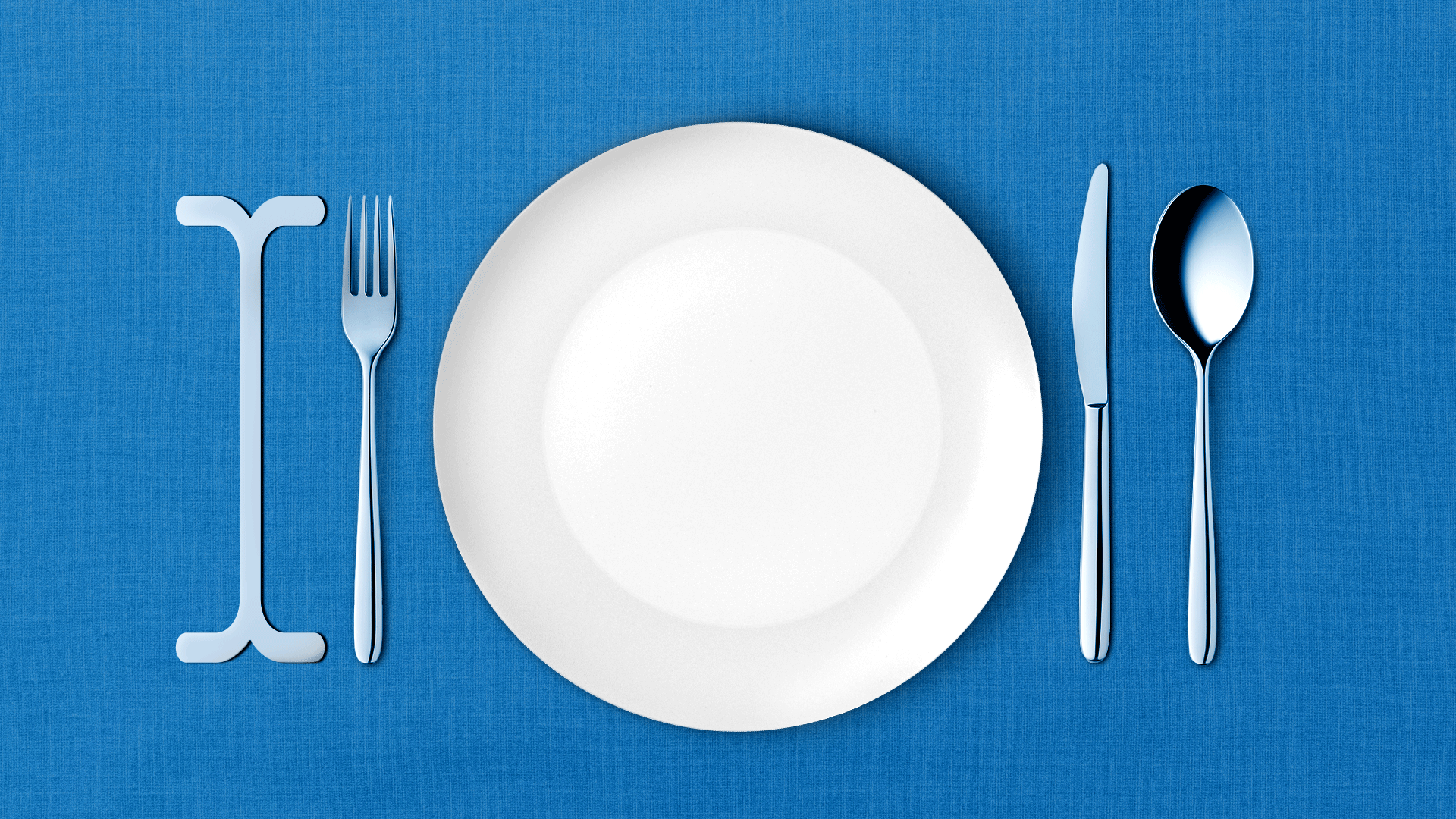 an animation of a table setting with a blinking cursor next to the fork 