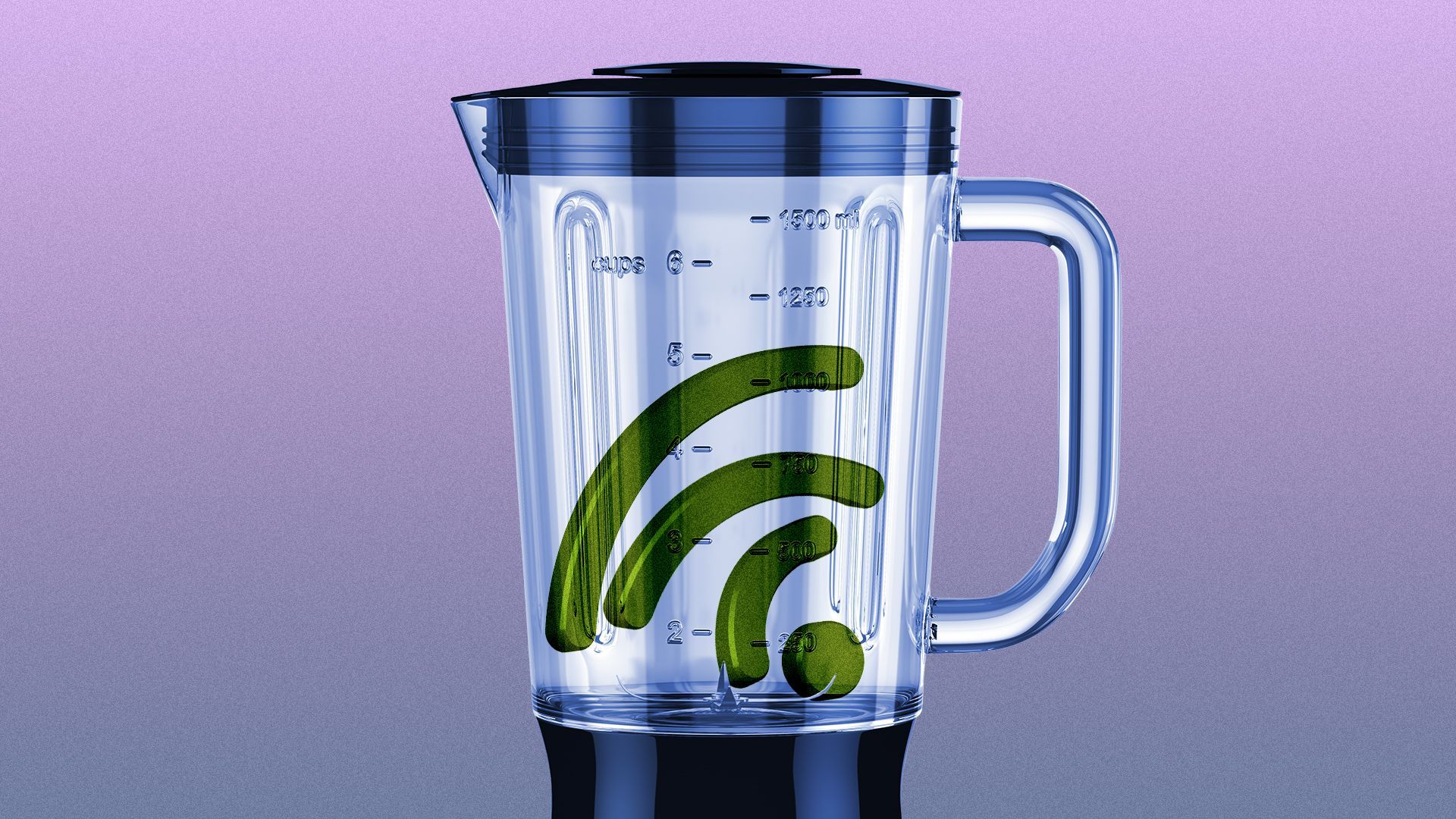 Illustration of a wifi logo in a blender
