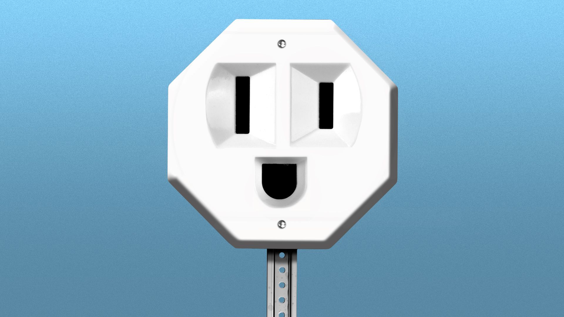 Illustration of a stop sign shaped like an electrical outlet