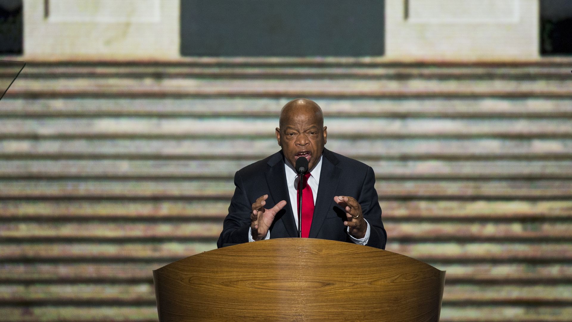 The late Rep. John Lewis is seen speaking during the 2012 Democratic National Convention.