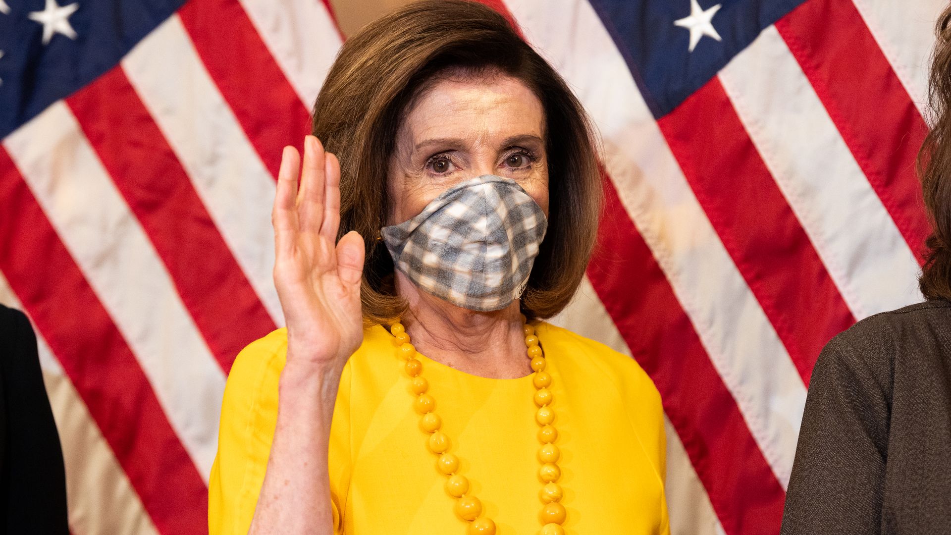 Nancy pelosi wearing a face mask