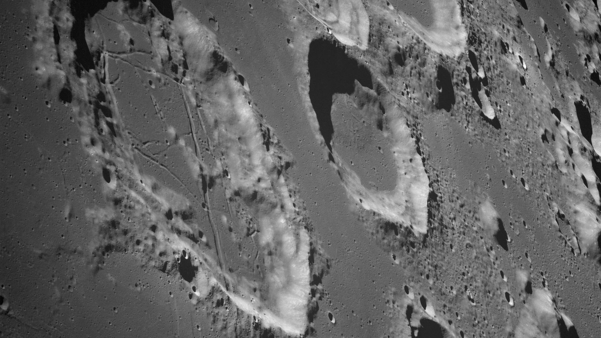 Craters on the Moon in black and white