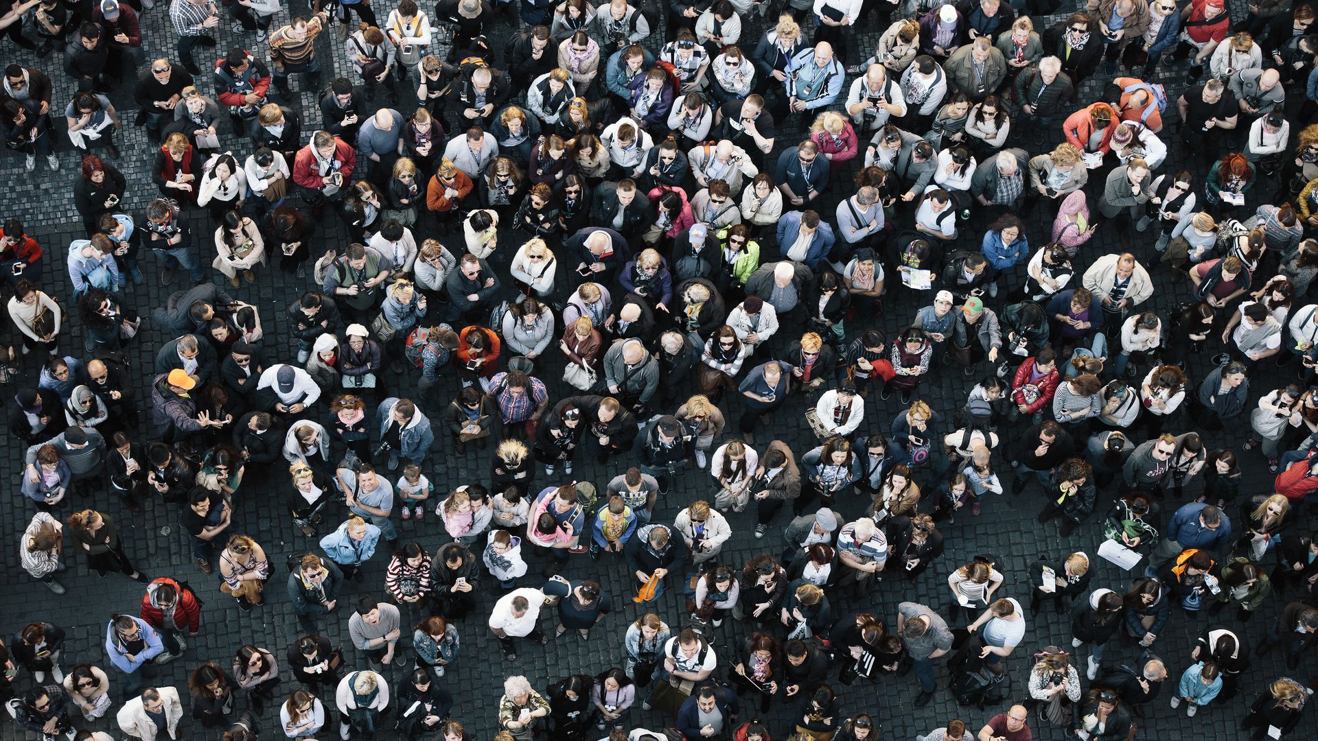 Bird's eye view of a crowded square