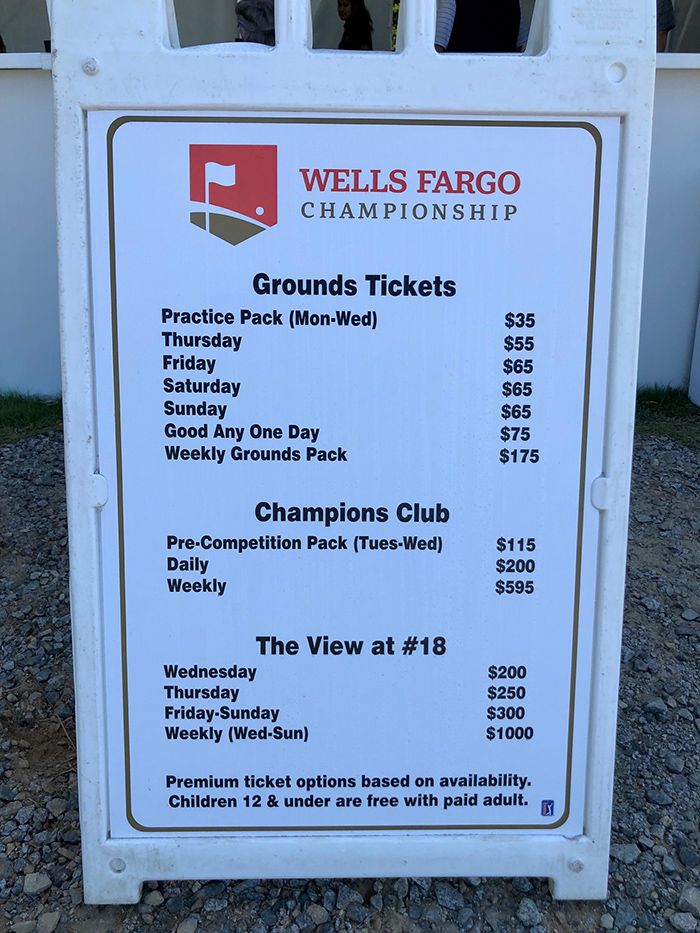 ticket pricing wells fargo golf championship