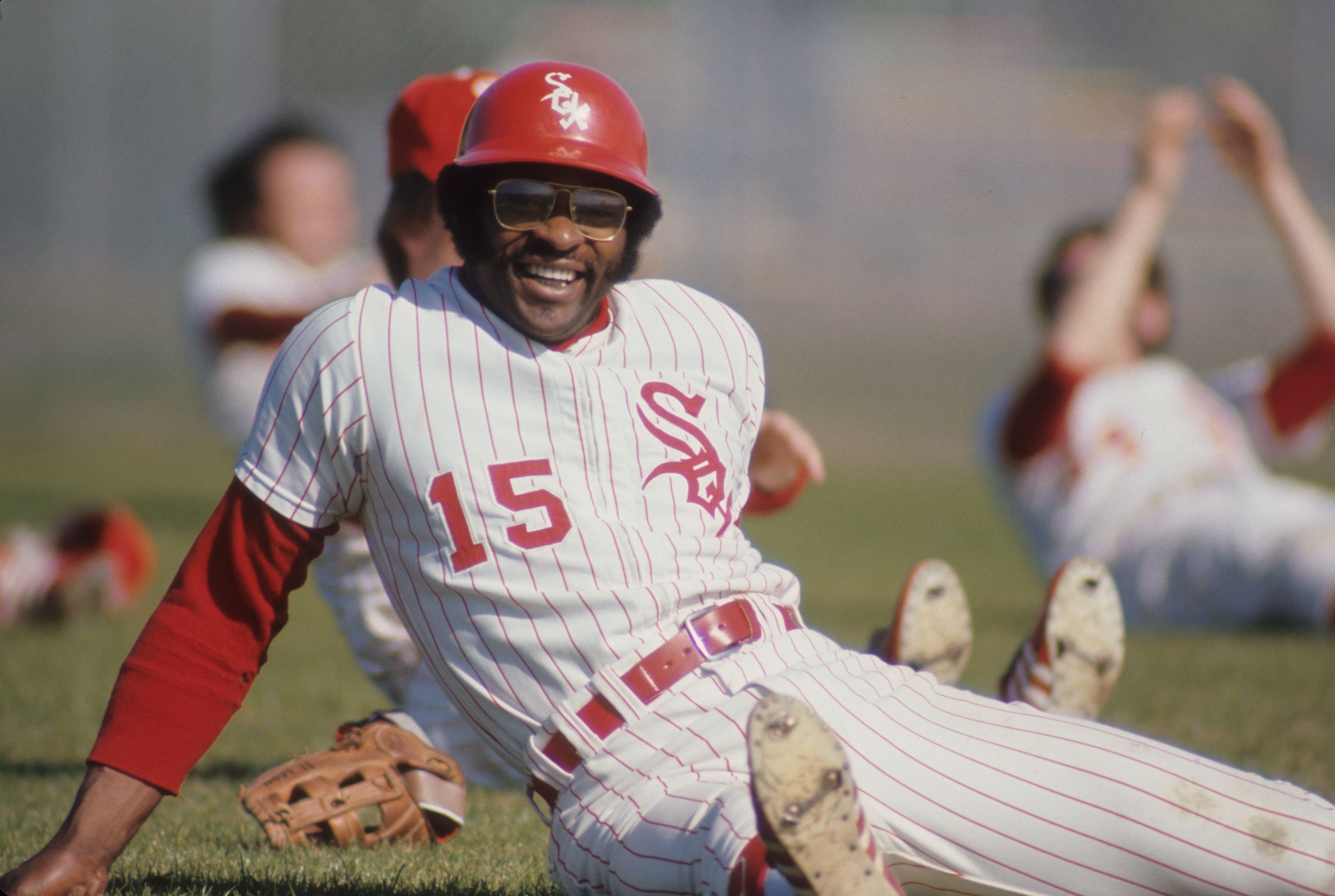 Photo of a baseball player stretching